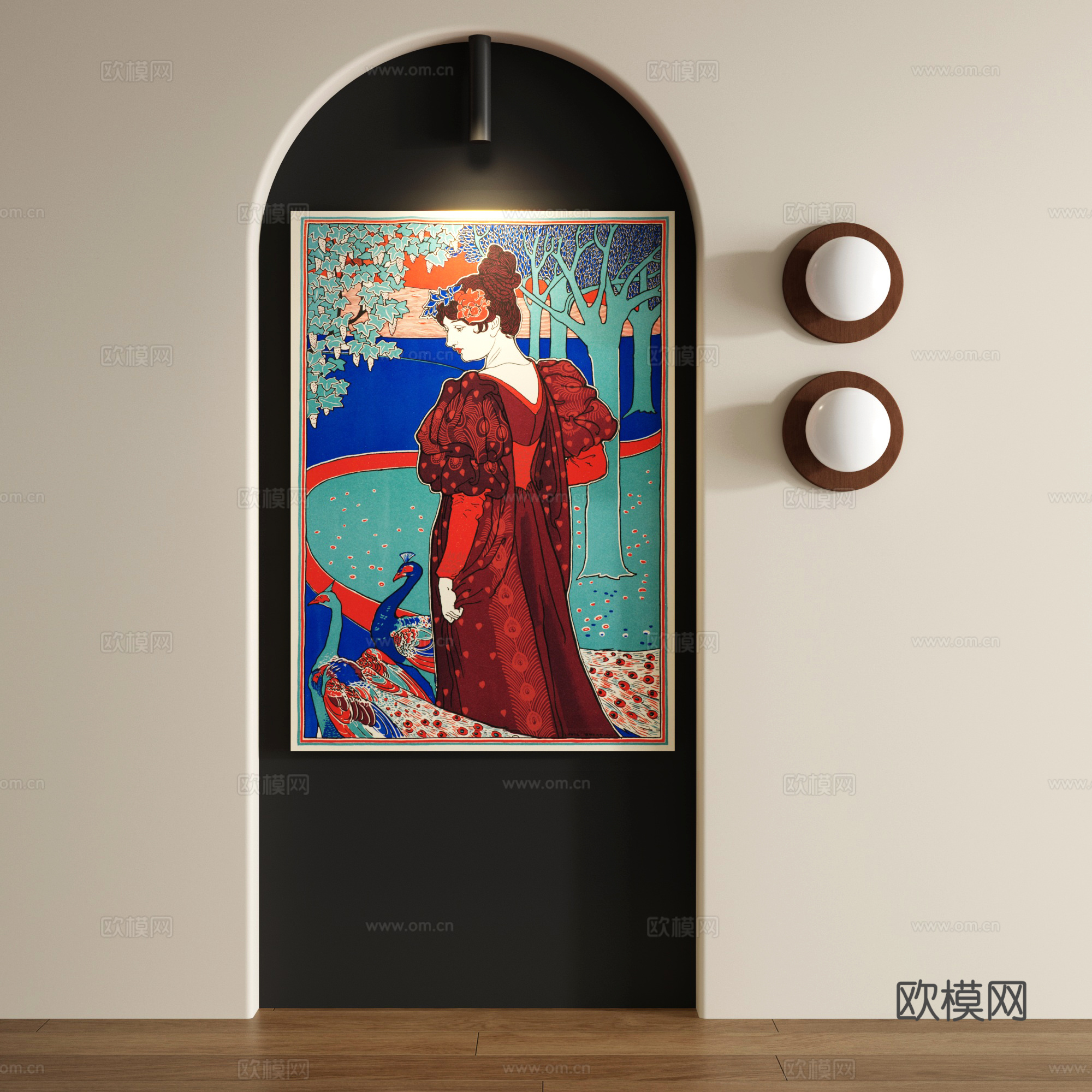 复古抽象无框画3d模型