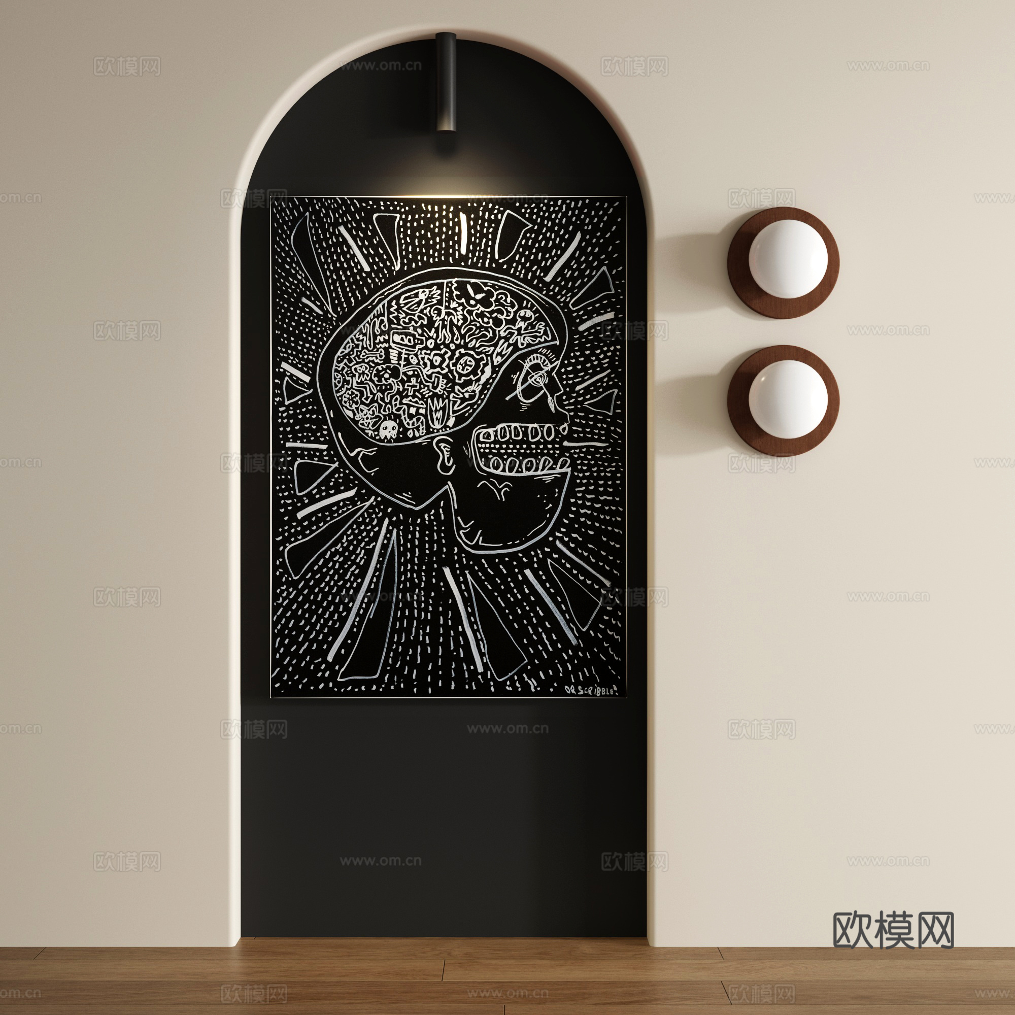 复古抽象无框画3d模型