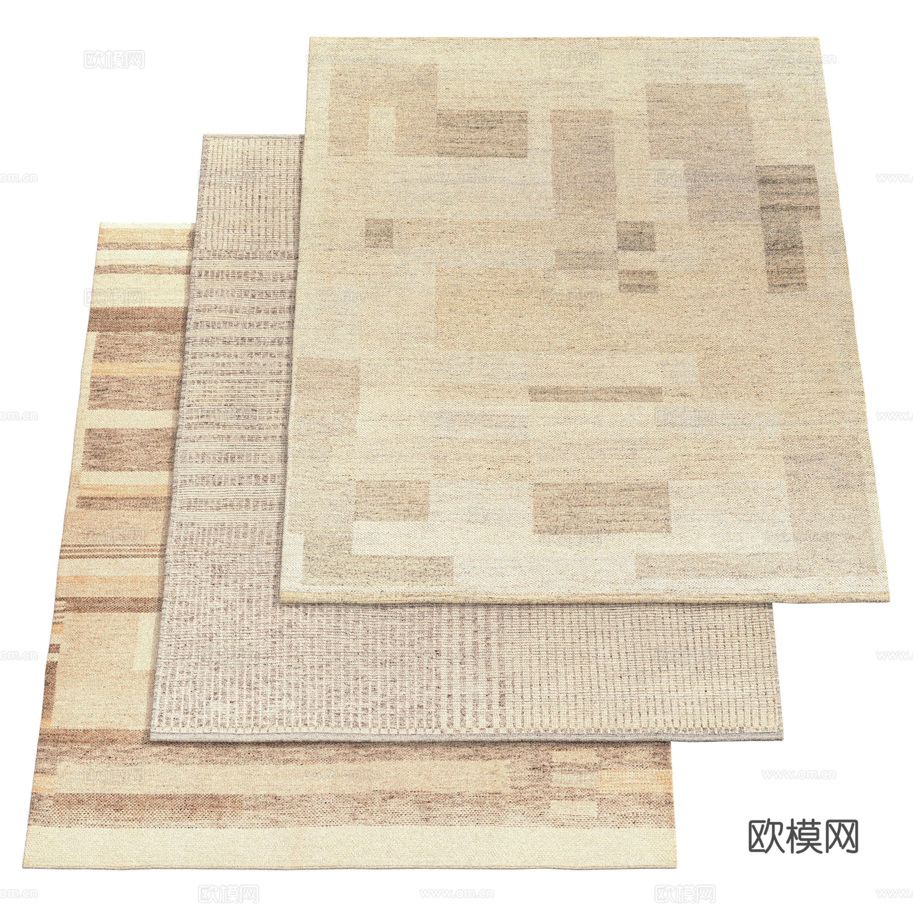 新中式侘寂布艺地毯3d模型