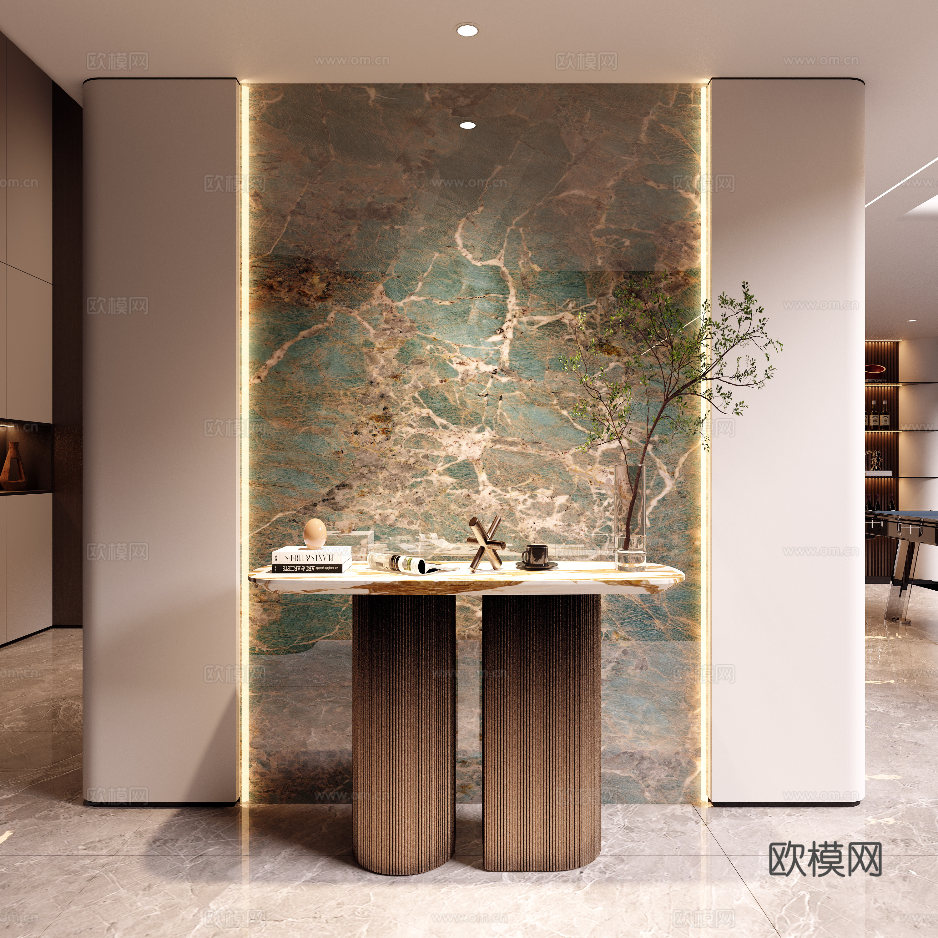 现代大理石端景台 装饰性玄关3d模型