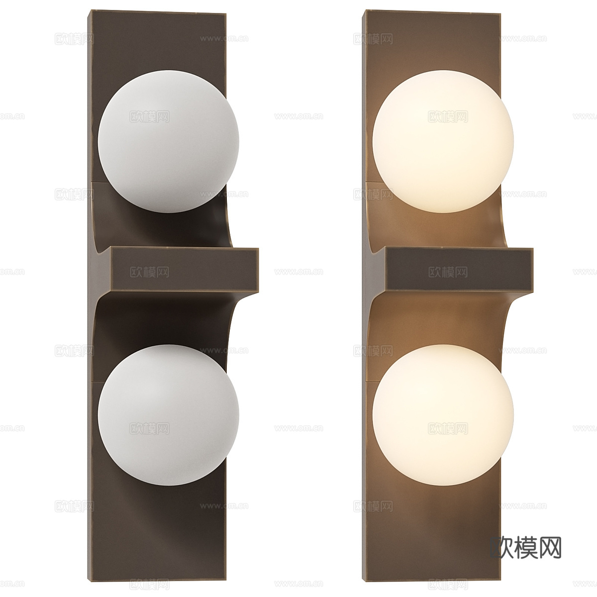 现代轻奢极简金属长条壁灯3d模型