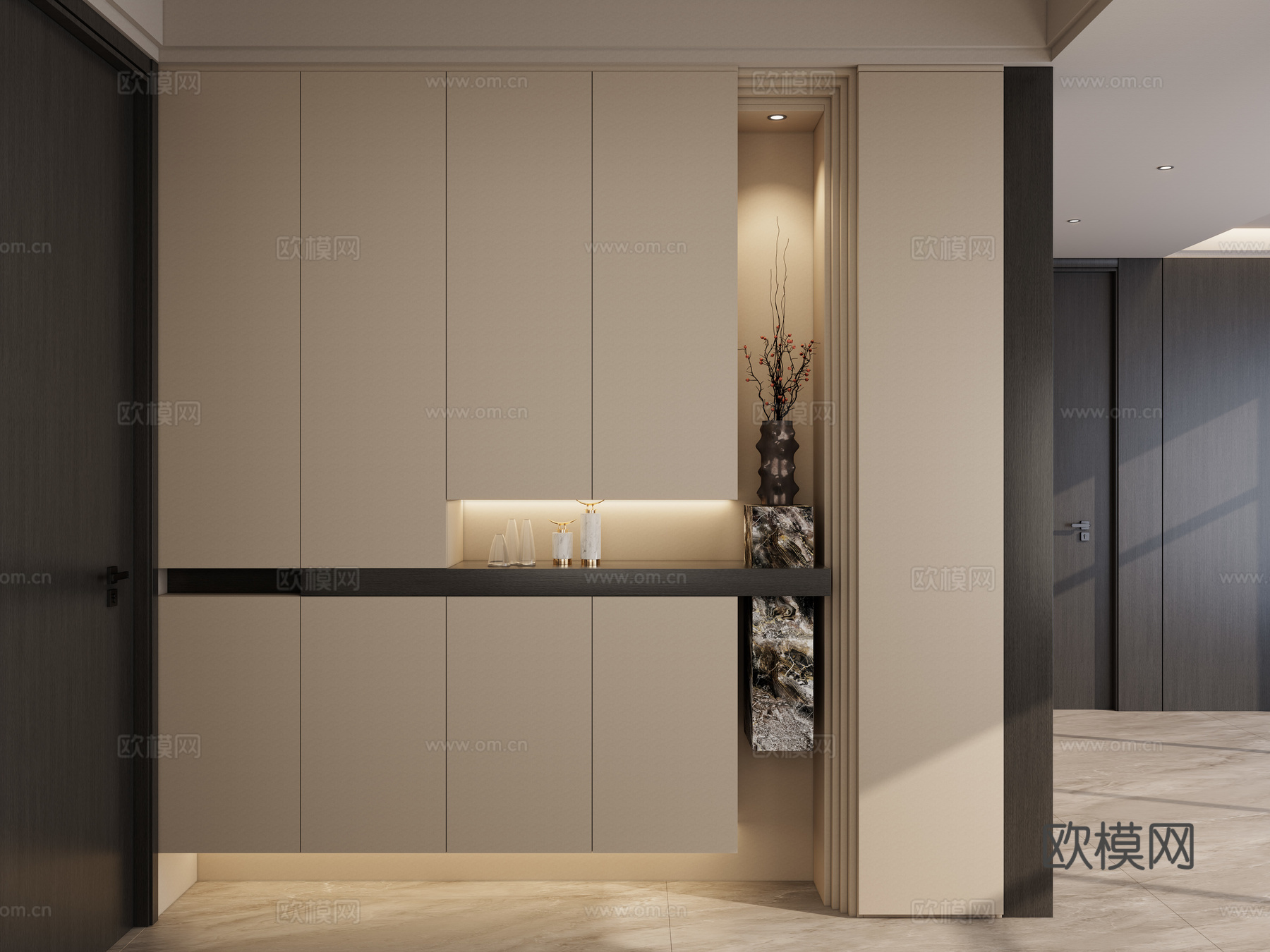 意式 中古风 端景 开放格 小洞天顶 隔断 玄关3d模型