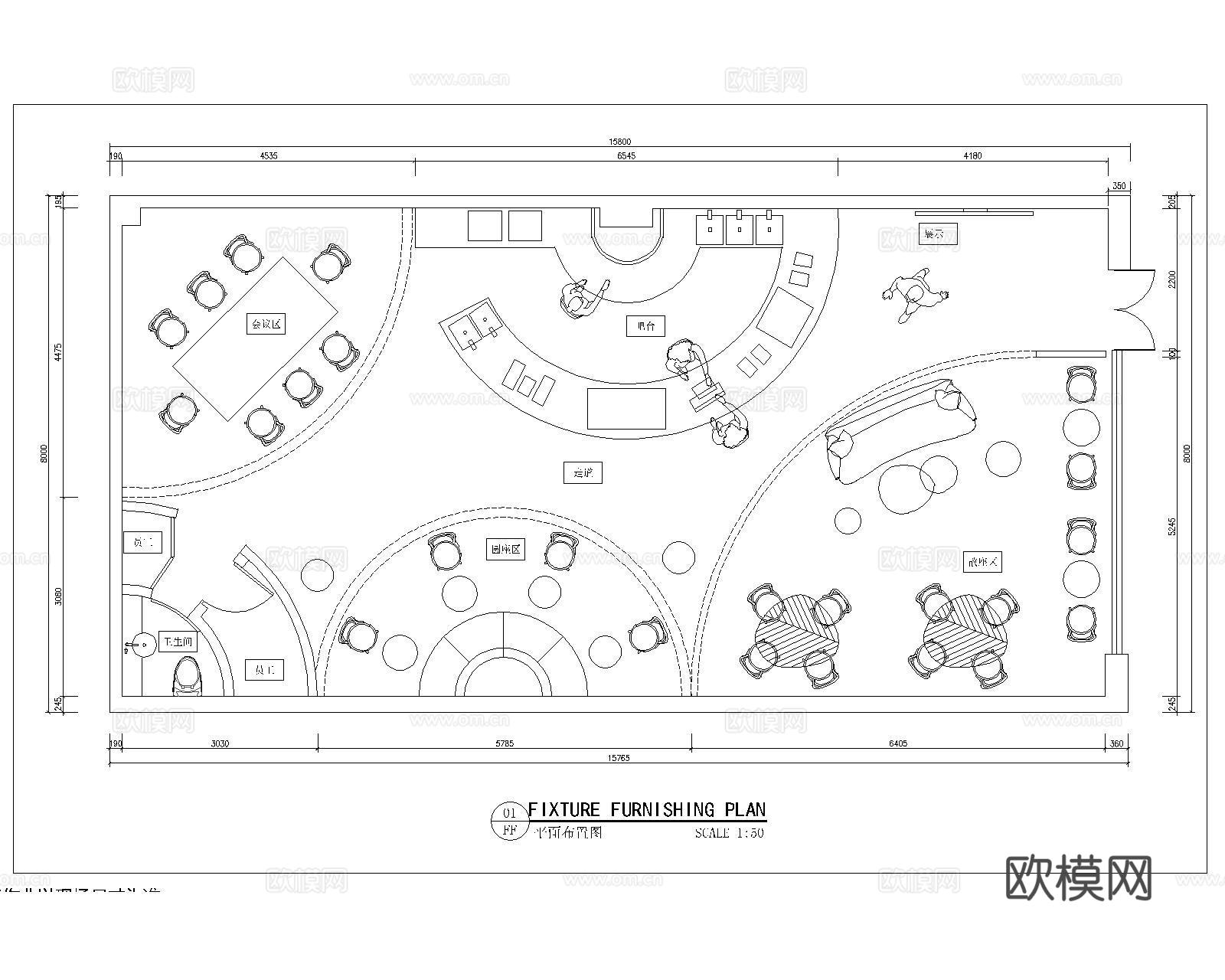 咖啡厅布局CADcad施工图