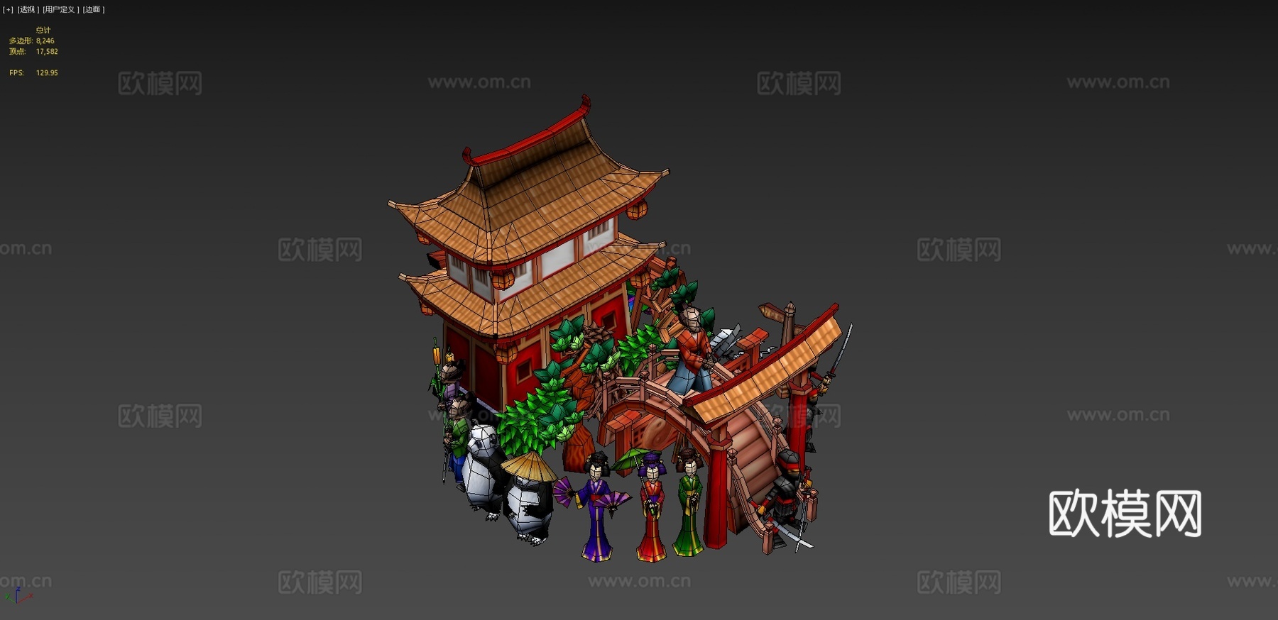 低多边形亚洲包3d模型
