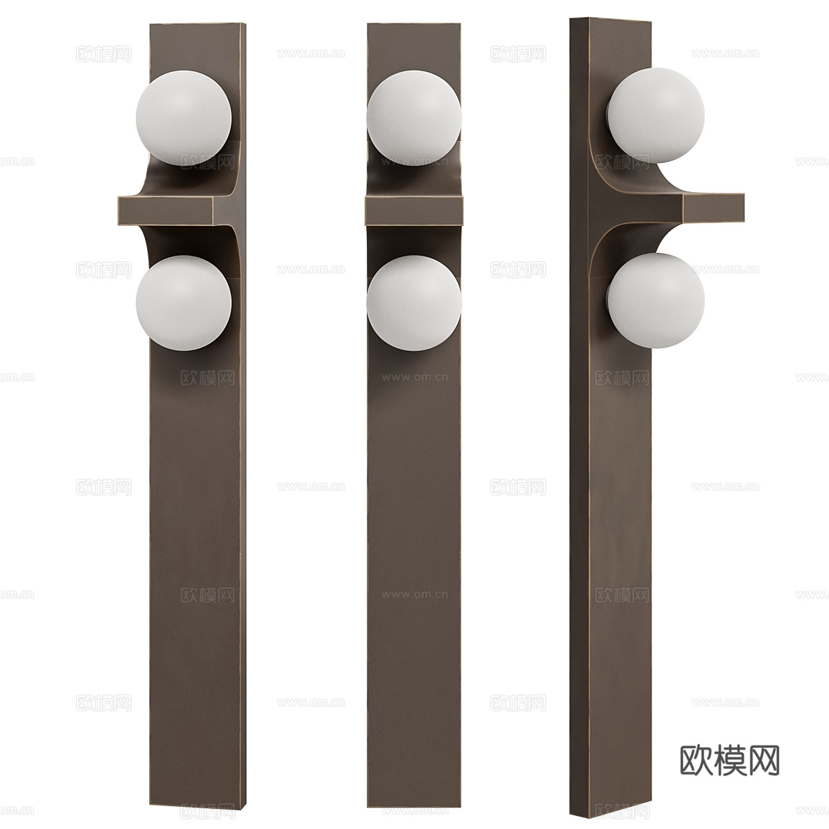 现代轻奢极简金属长条壁灯3d模型