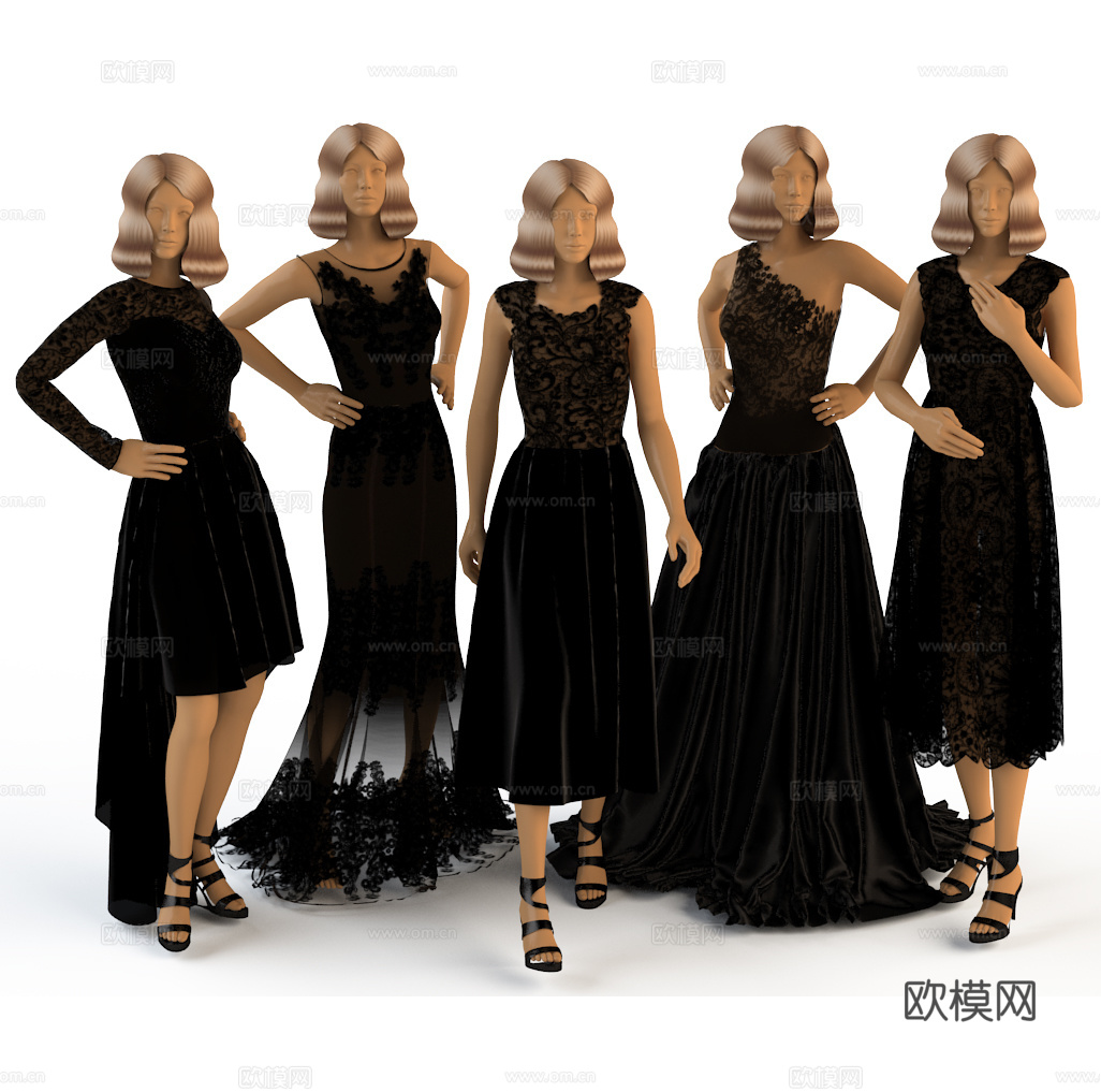 模特晚礼服3d模型