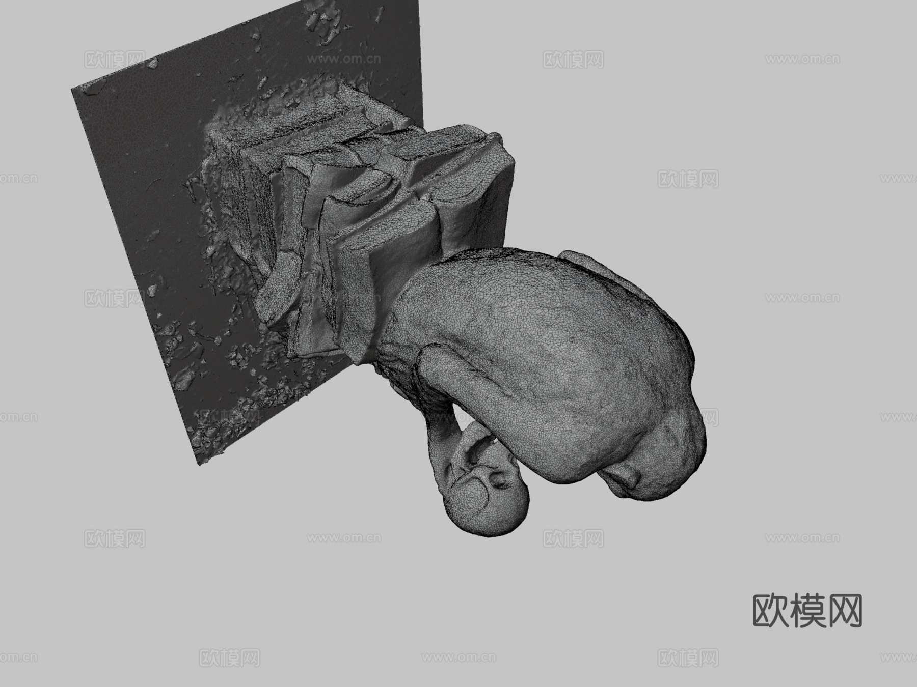 持骷髅的猴子3d模型