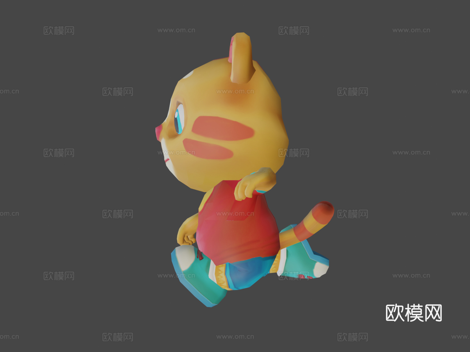 低多边形猫动画绑定3d模型