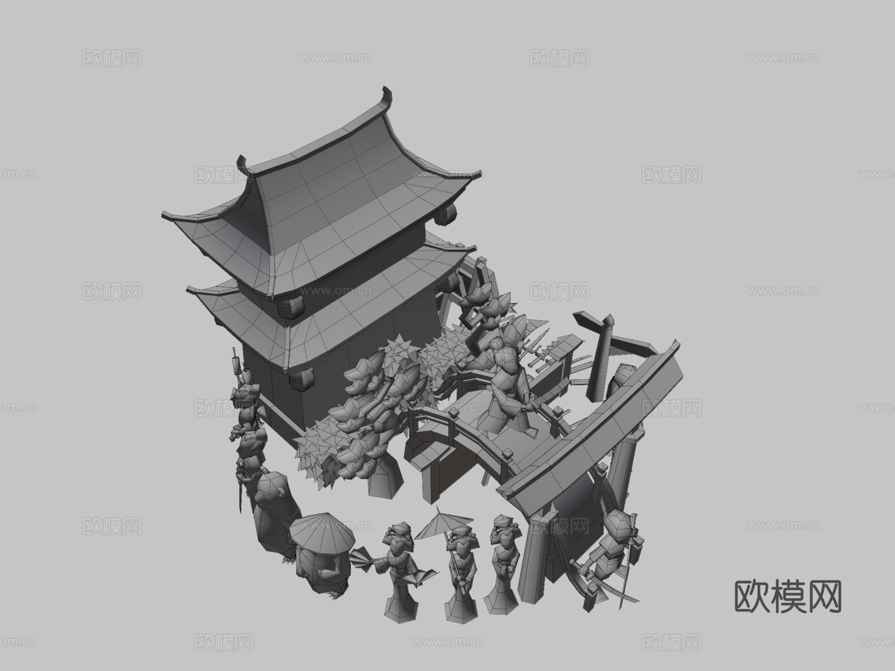 低多边形亚洲包3d模型
