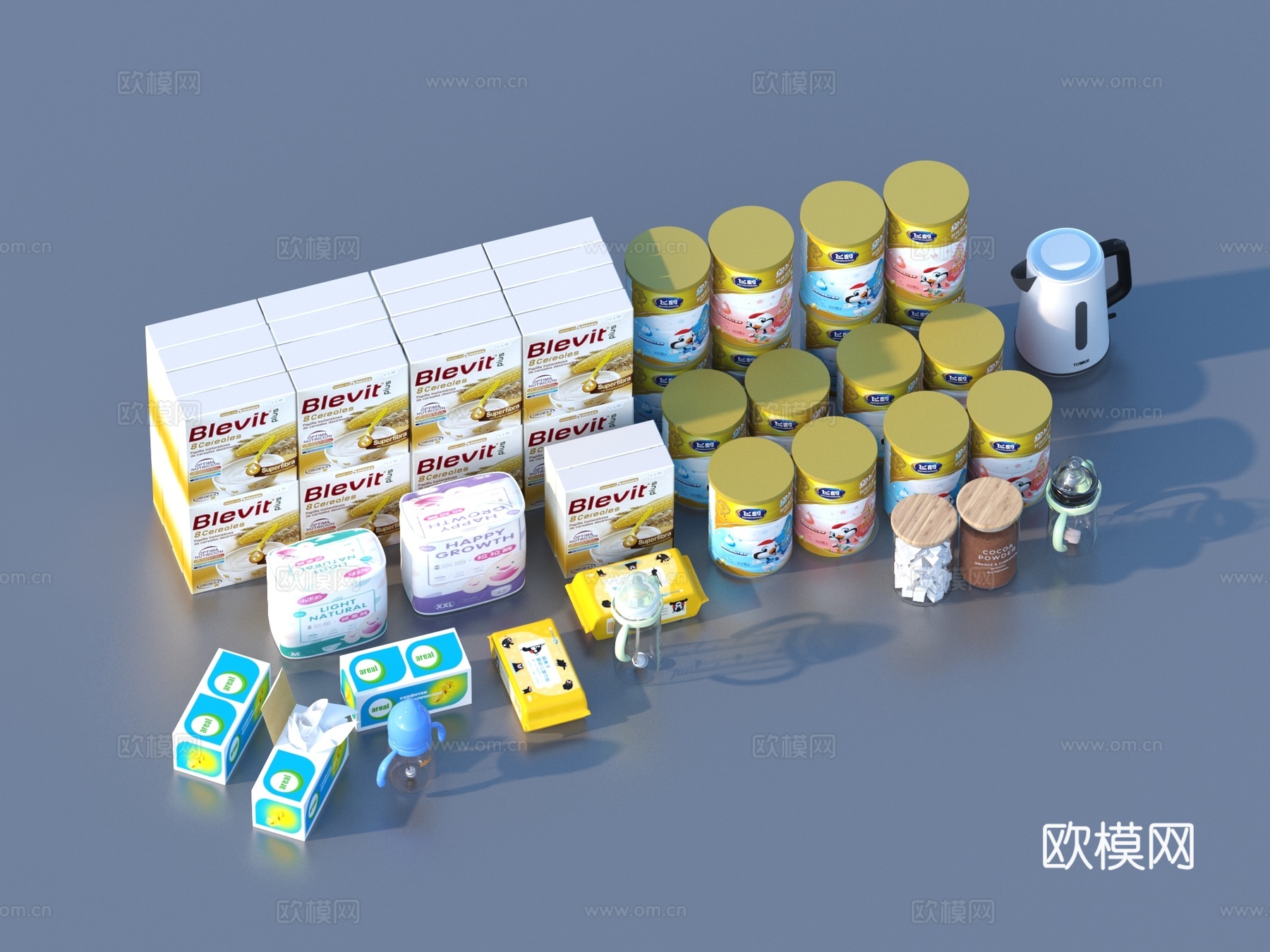 婴儿用品 奶粉 奶粉瓶 纸尿裤su模型