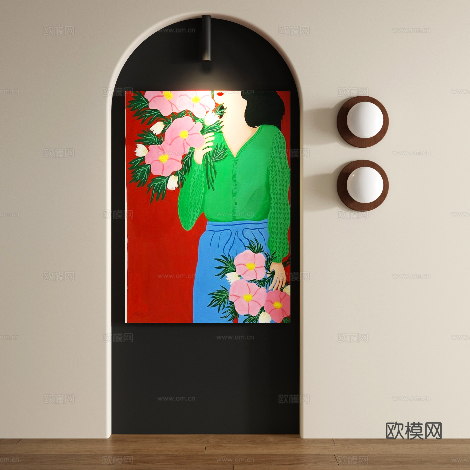 复古抽象无框画3d模型