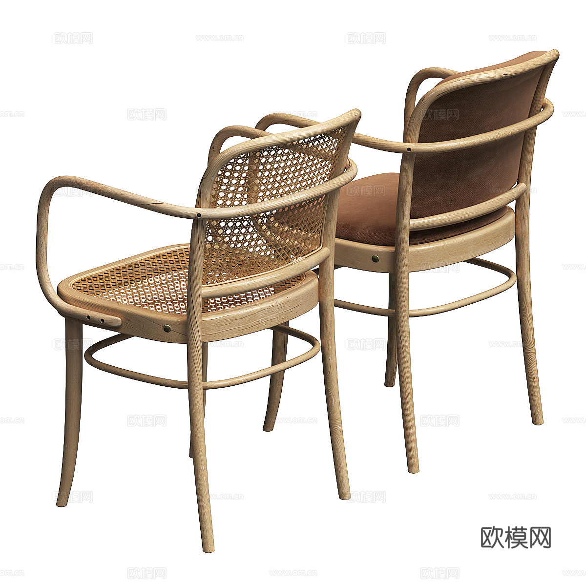 新中式侘寂原木椅子3d模型
