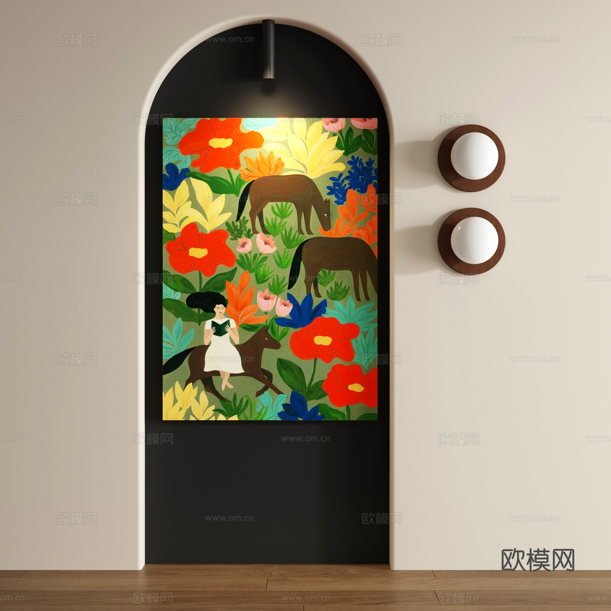 复古抽象无框画3d模型