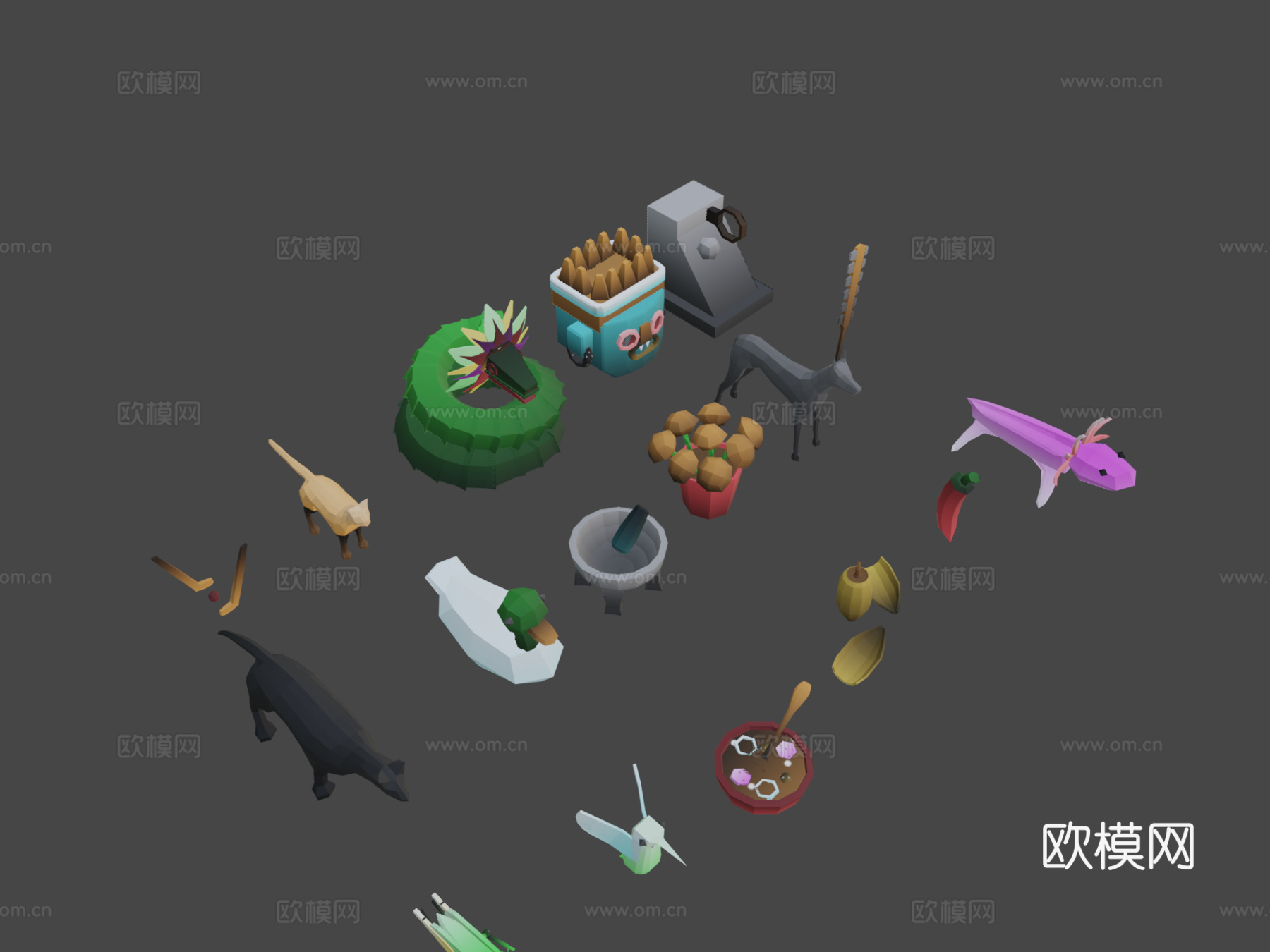 低多边形阿兹特克套装3d模型