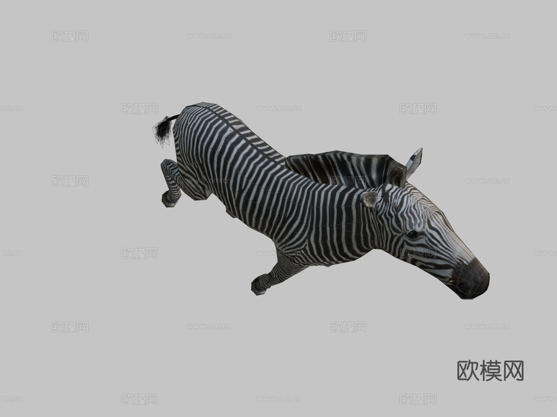 斑马奔跑3d模型