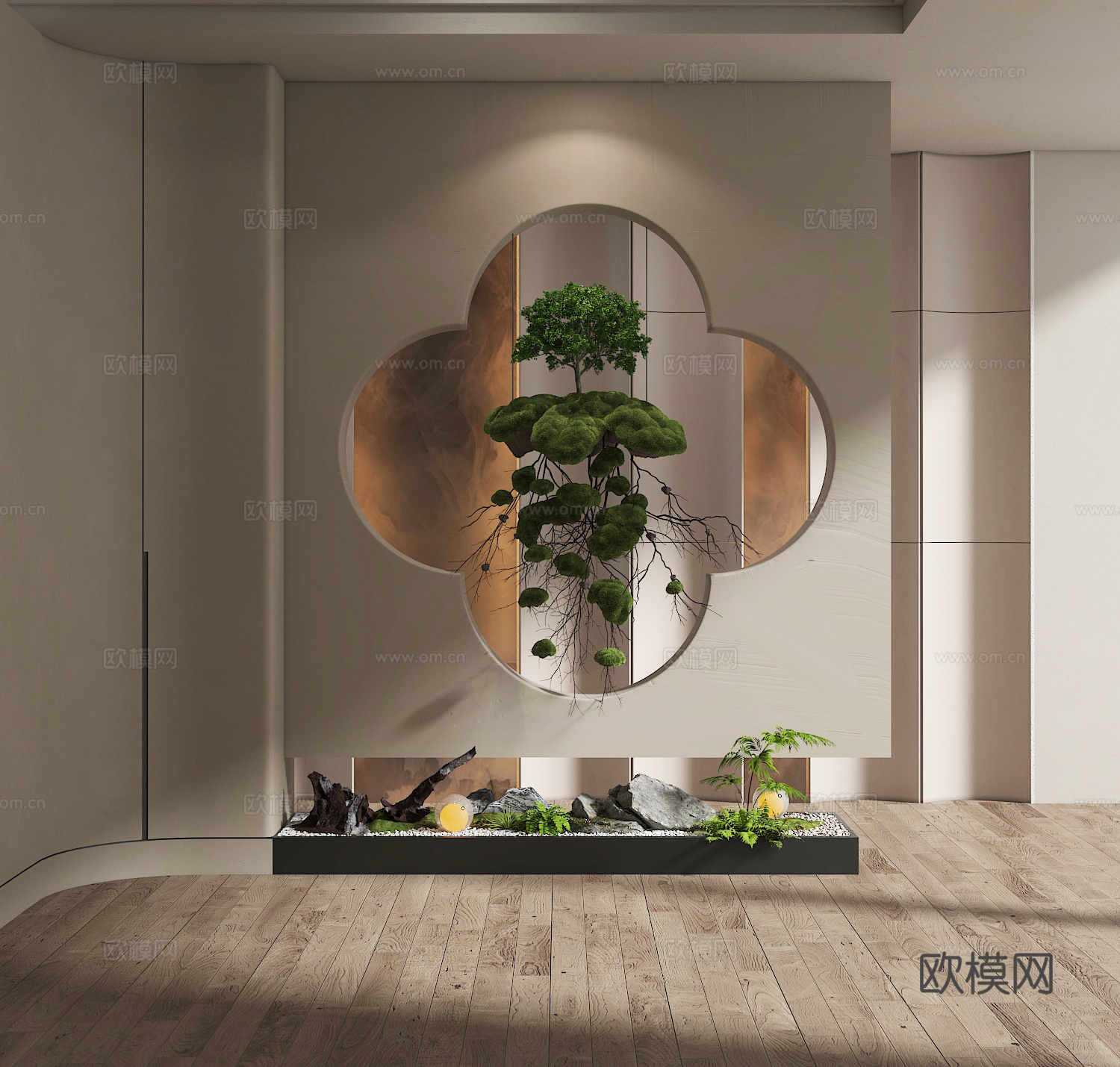 新中式玄关造型3d模型