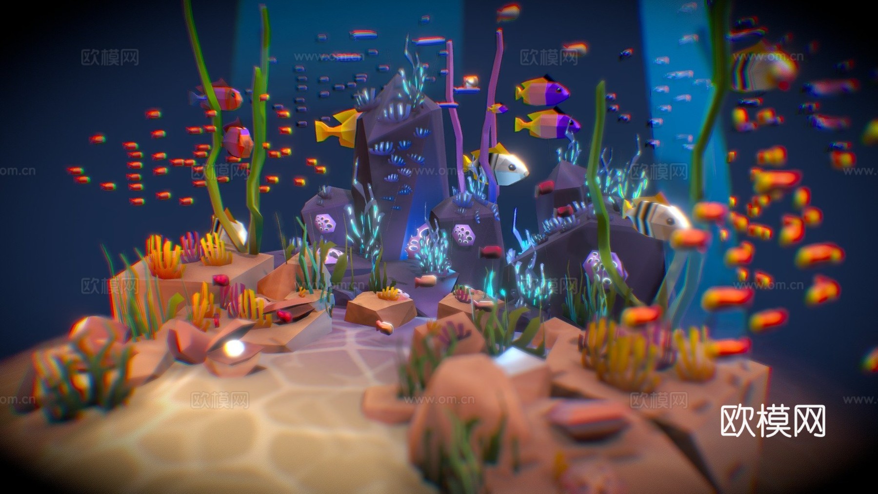 海洋生物低多边形3d模型