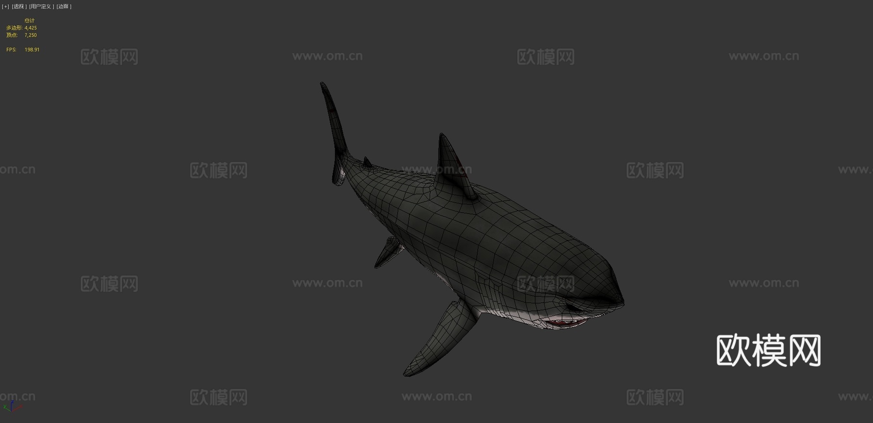 低多边形鲨鱼3d模型
