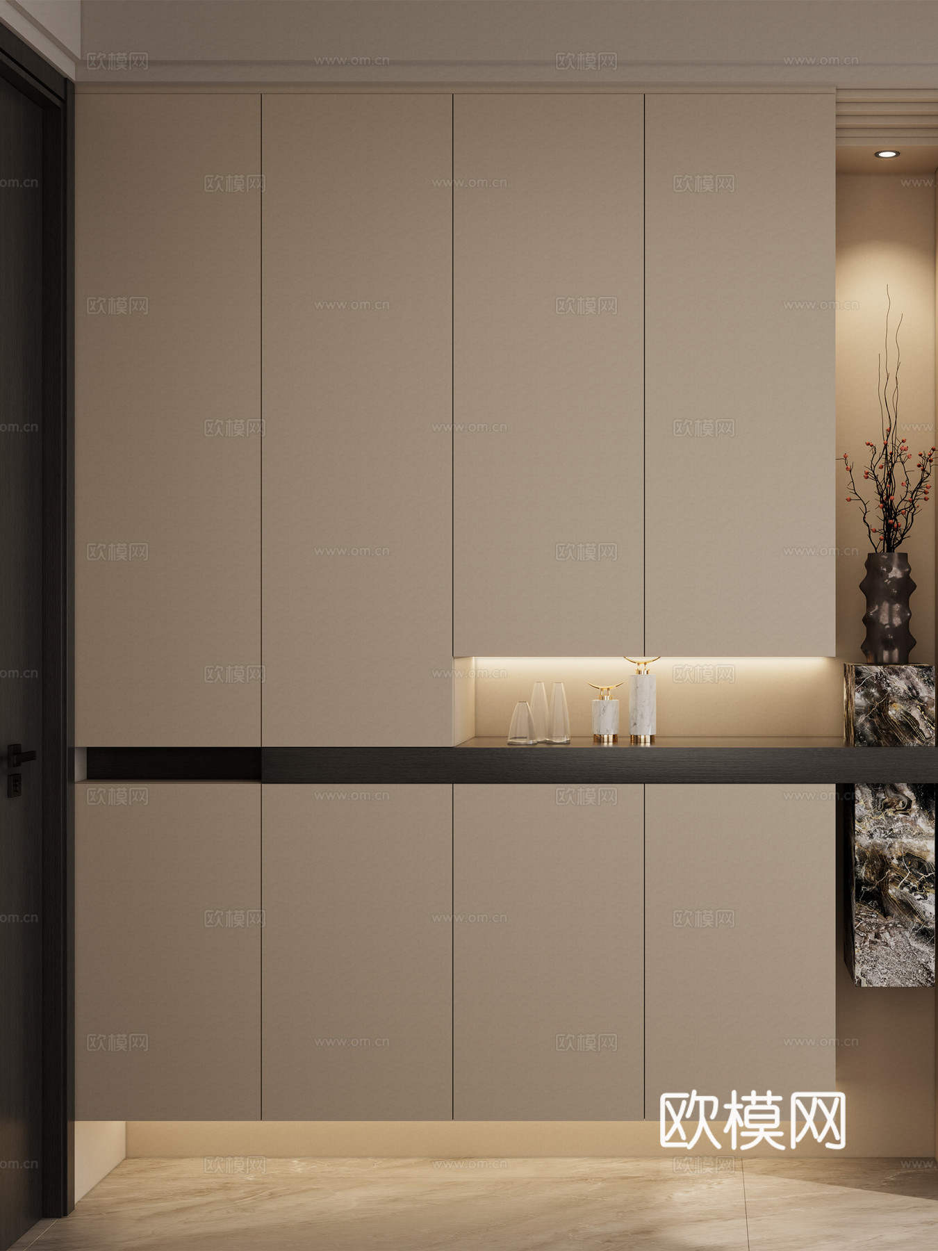 意式 中古风 端景 开放格 小洞天顶 隔断 玄关3d模型