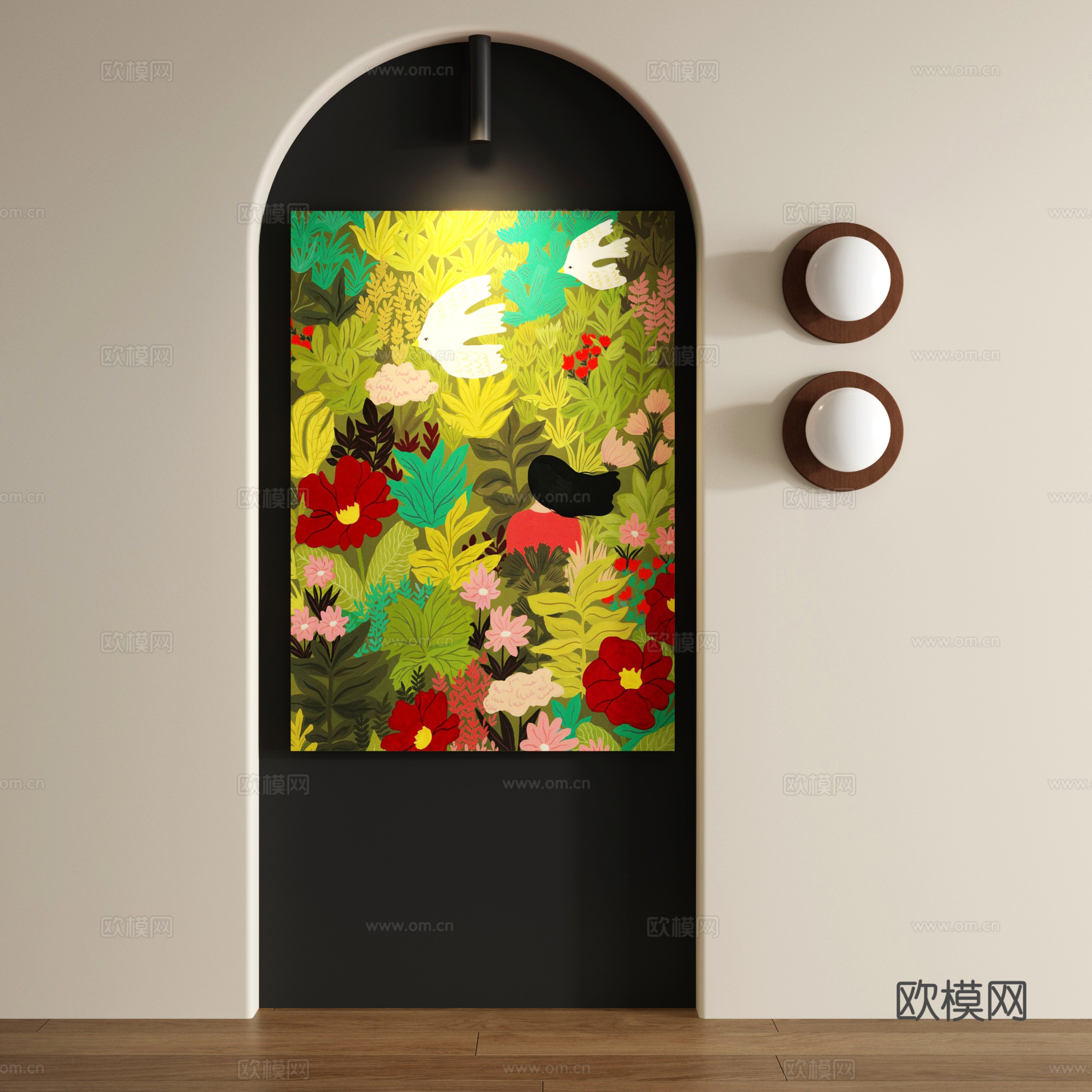 复古抽象无框画3d模型