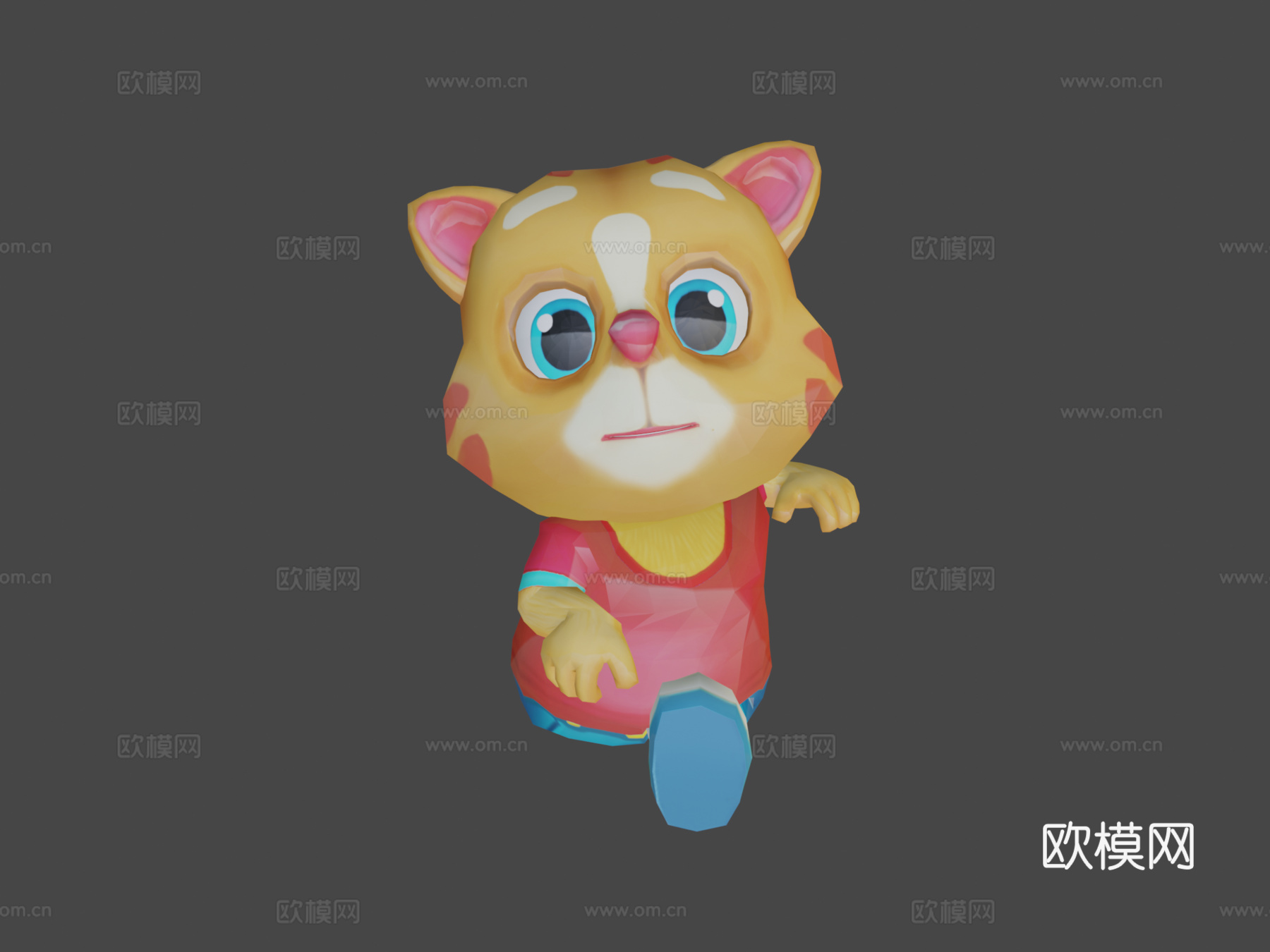 低多边形猫动画绑定3d模型