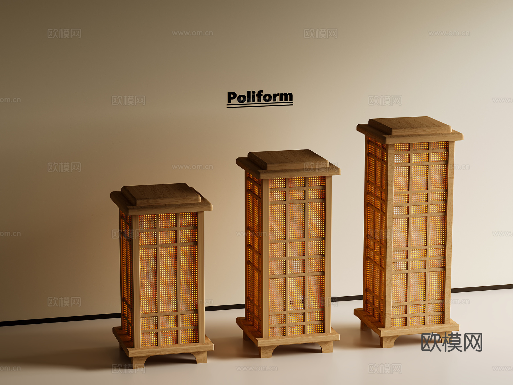 新中式中式落地灯 诧寂中古落地灯 藤编落地灯 民宿落地灯3d模型