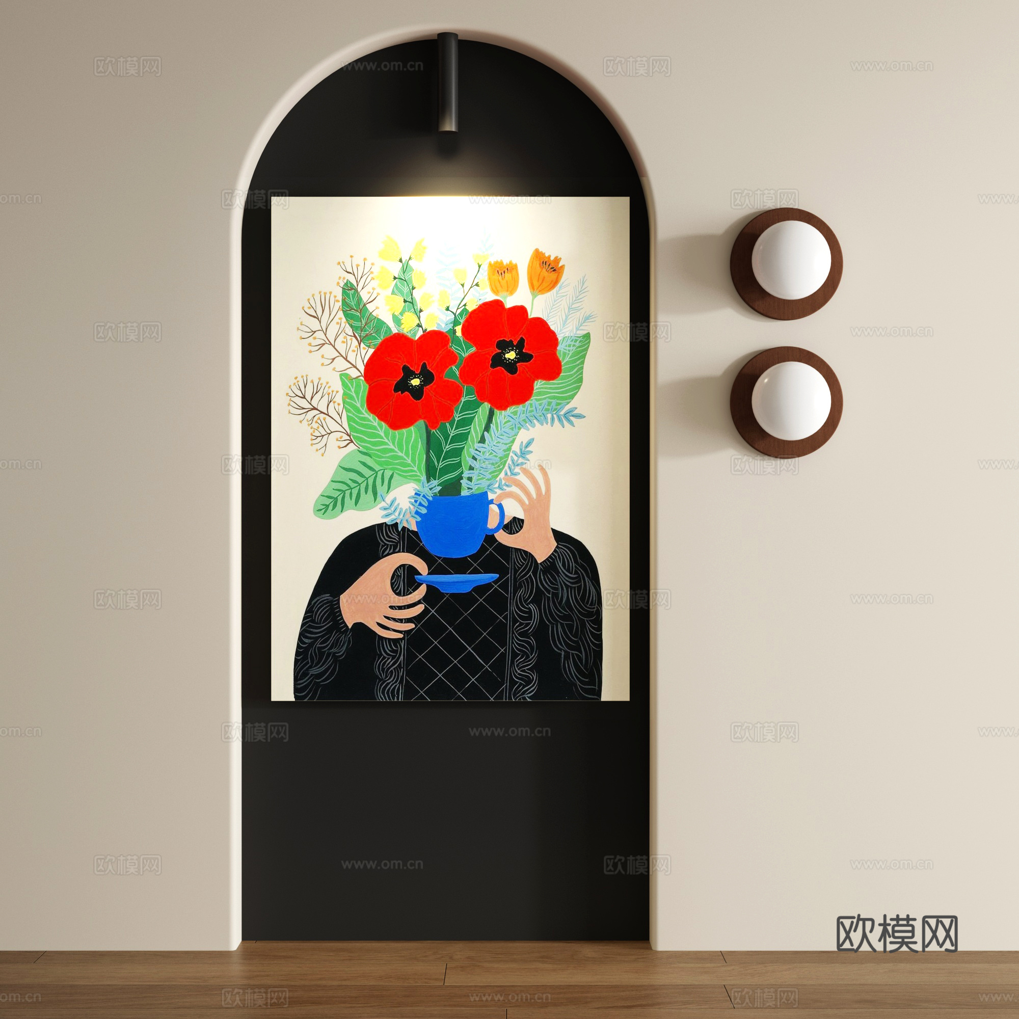 复古抽象无框画3d模型