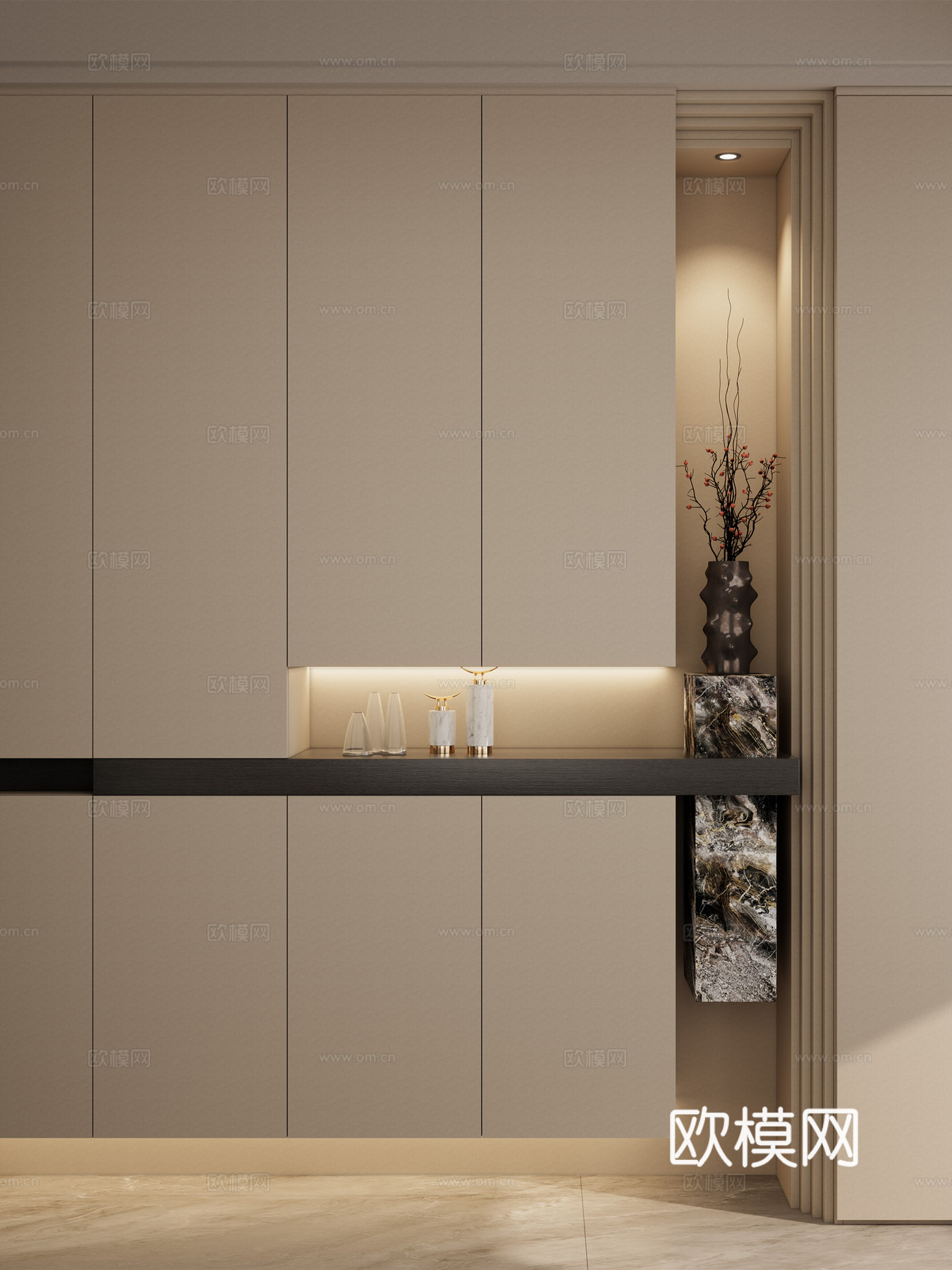 意式 中古风 端景 开放格 小洞天顶 隔断 玄关3d模型