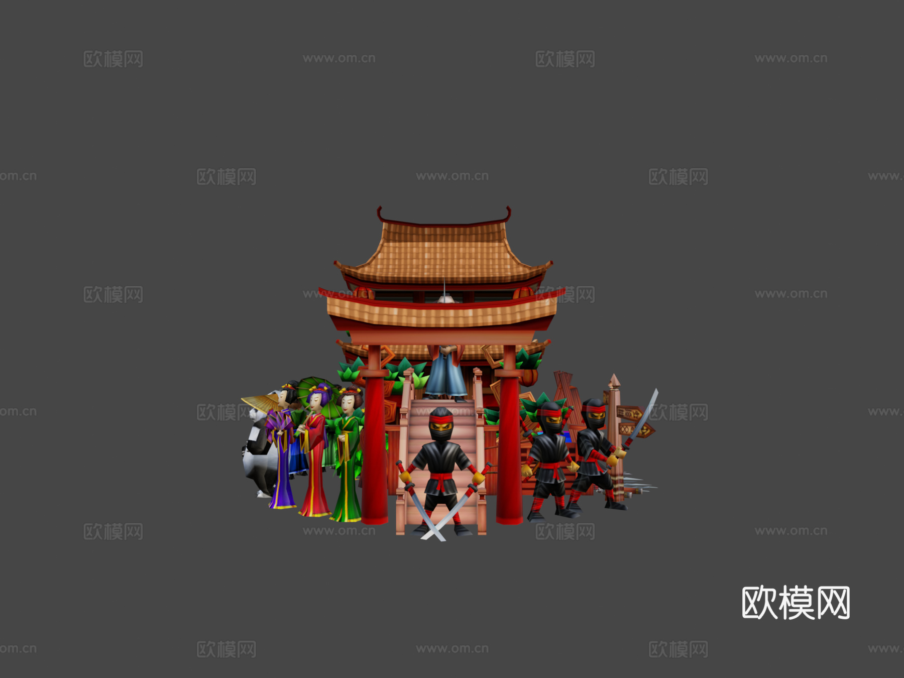 低多边形亚洲包3d模型