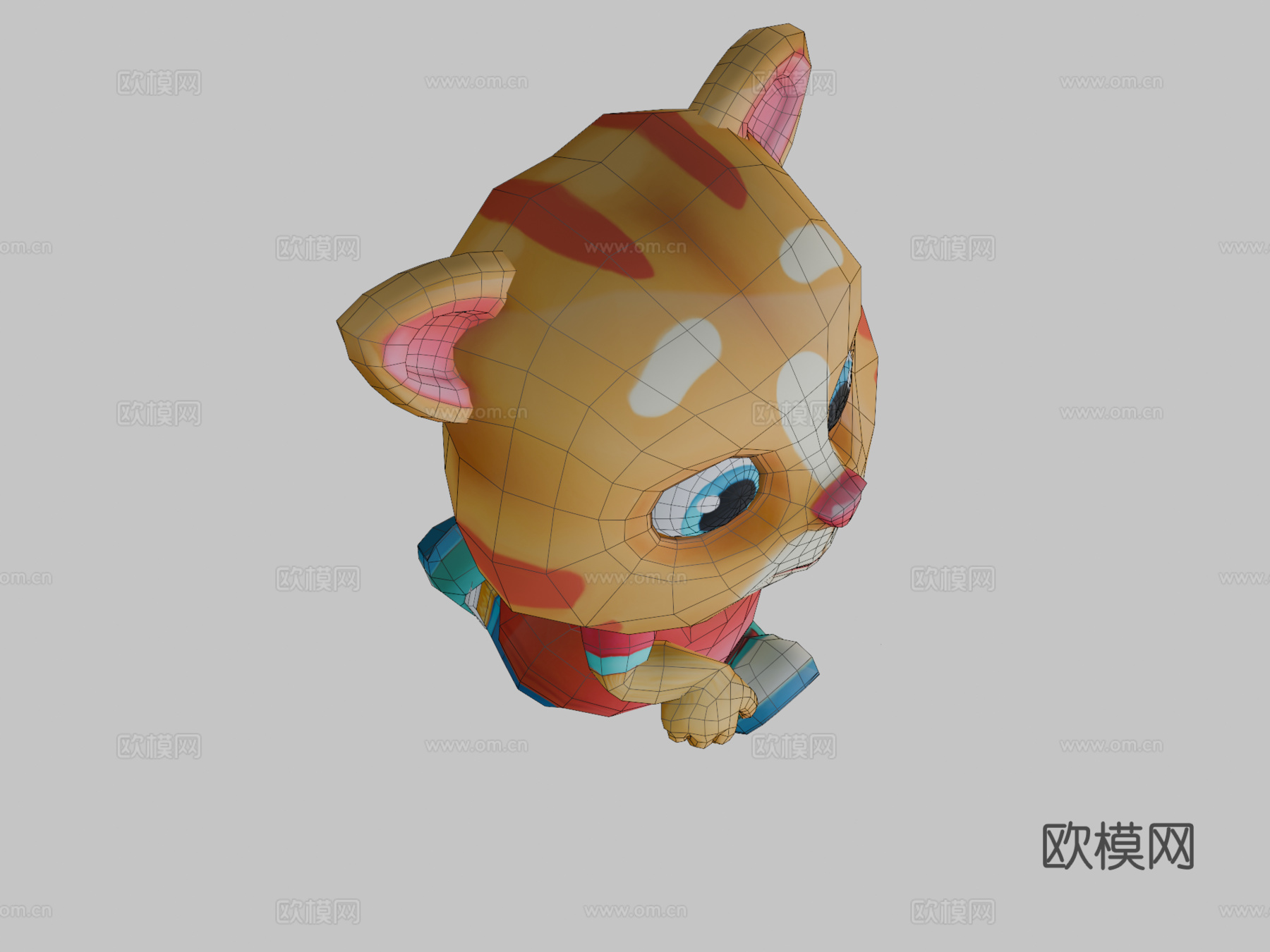 低多边形猫动画绑定3d模型