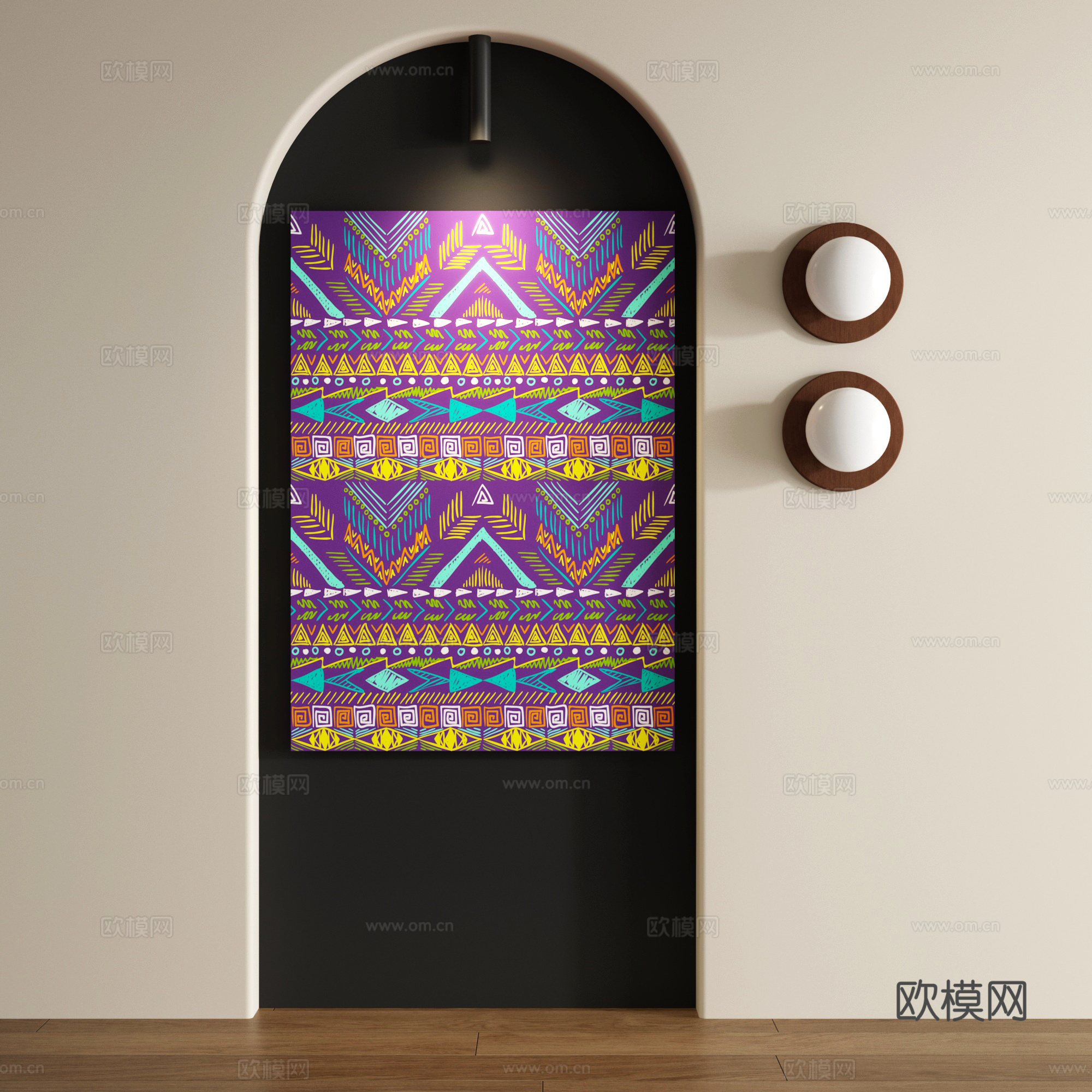 复古抽象无框画3d模型