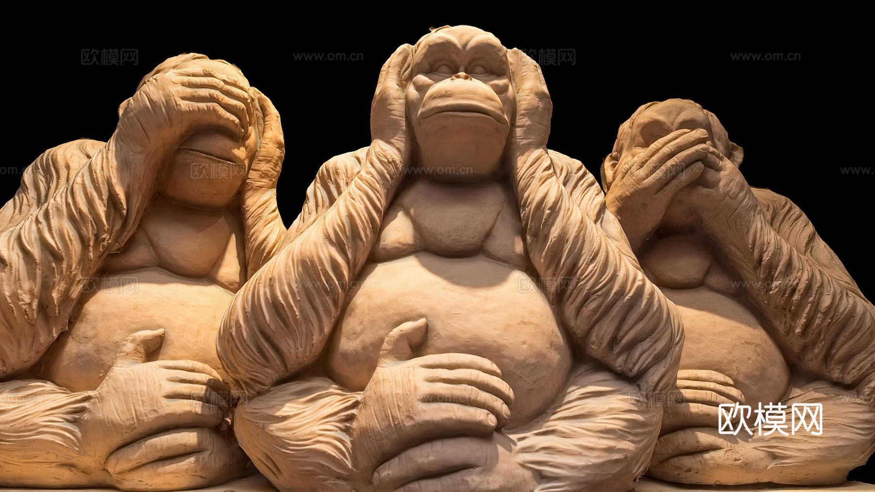 猴子雕像3D扫描3d模型
