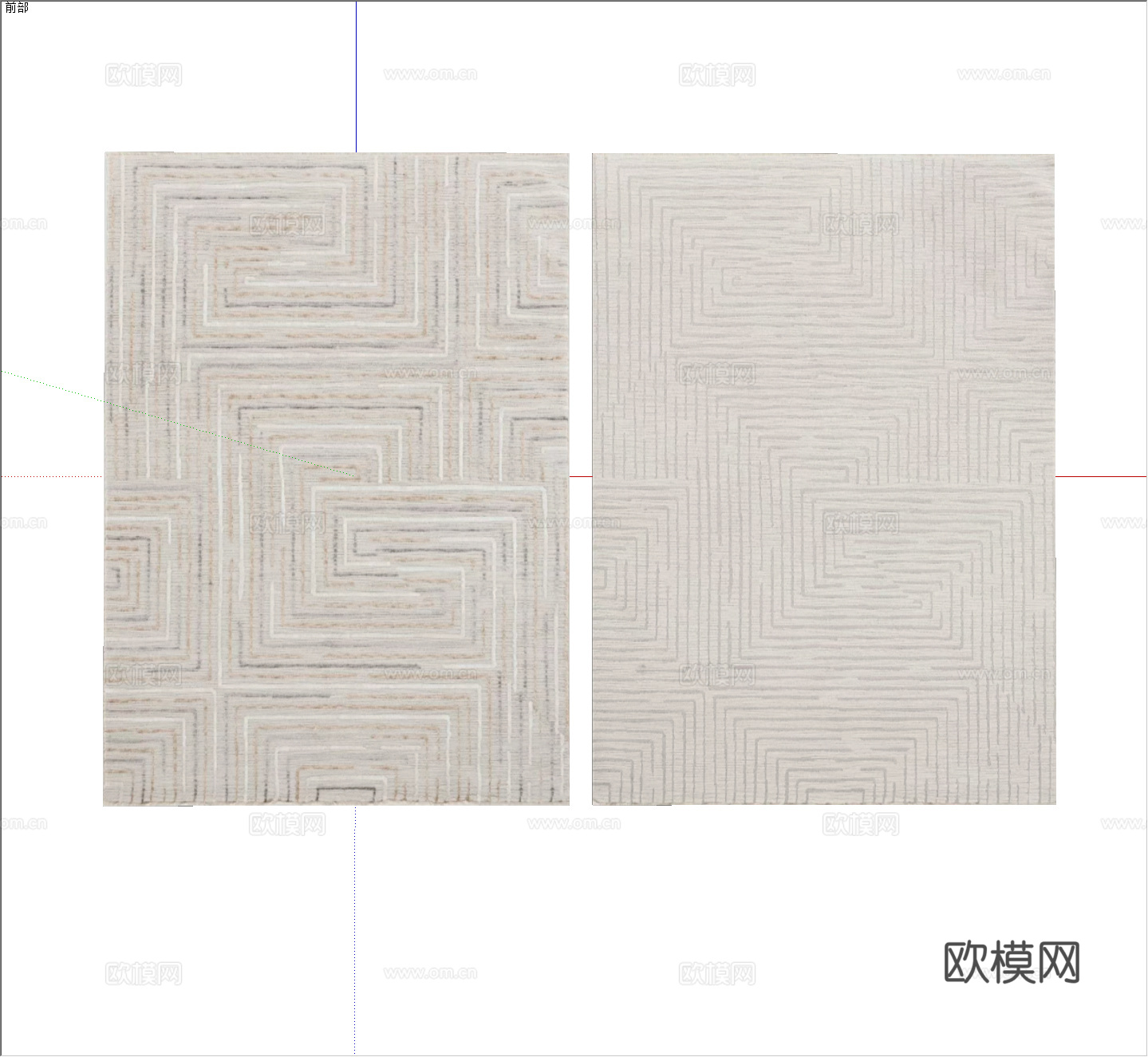 现代地毯几何地毯 奶油地毯简约地毯 素色方形地毯 极简地毯米su模型
