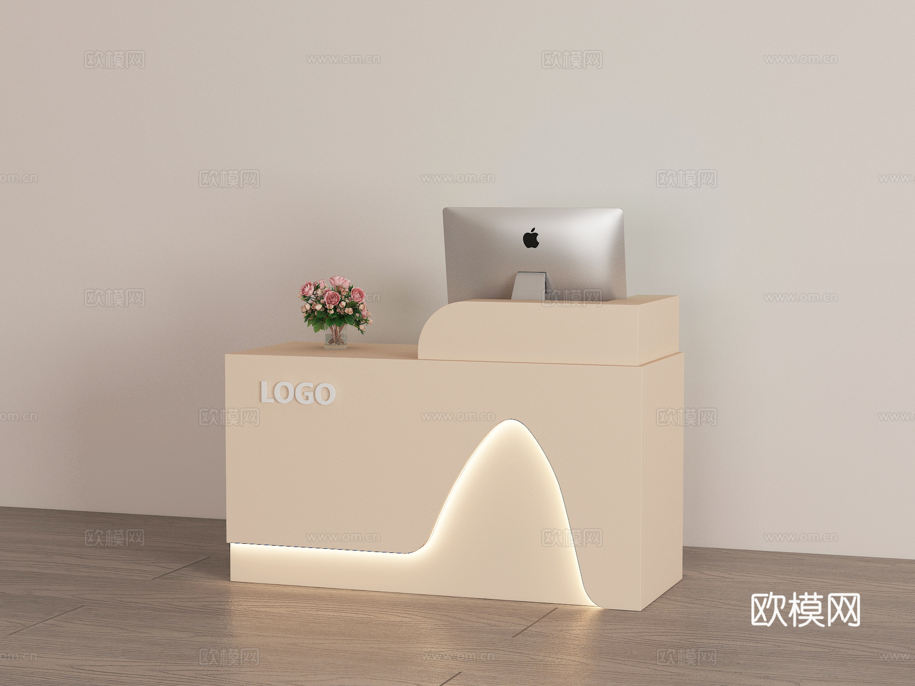 现代奶油风前台收银台3d模型