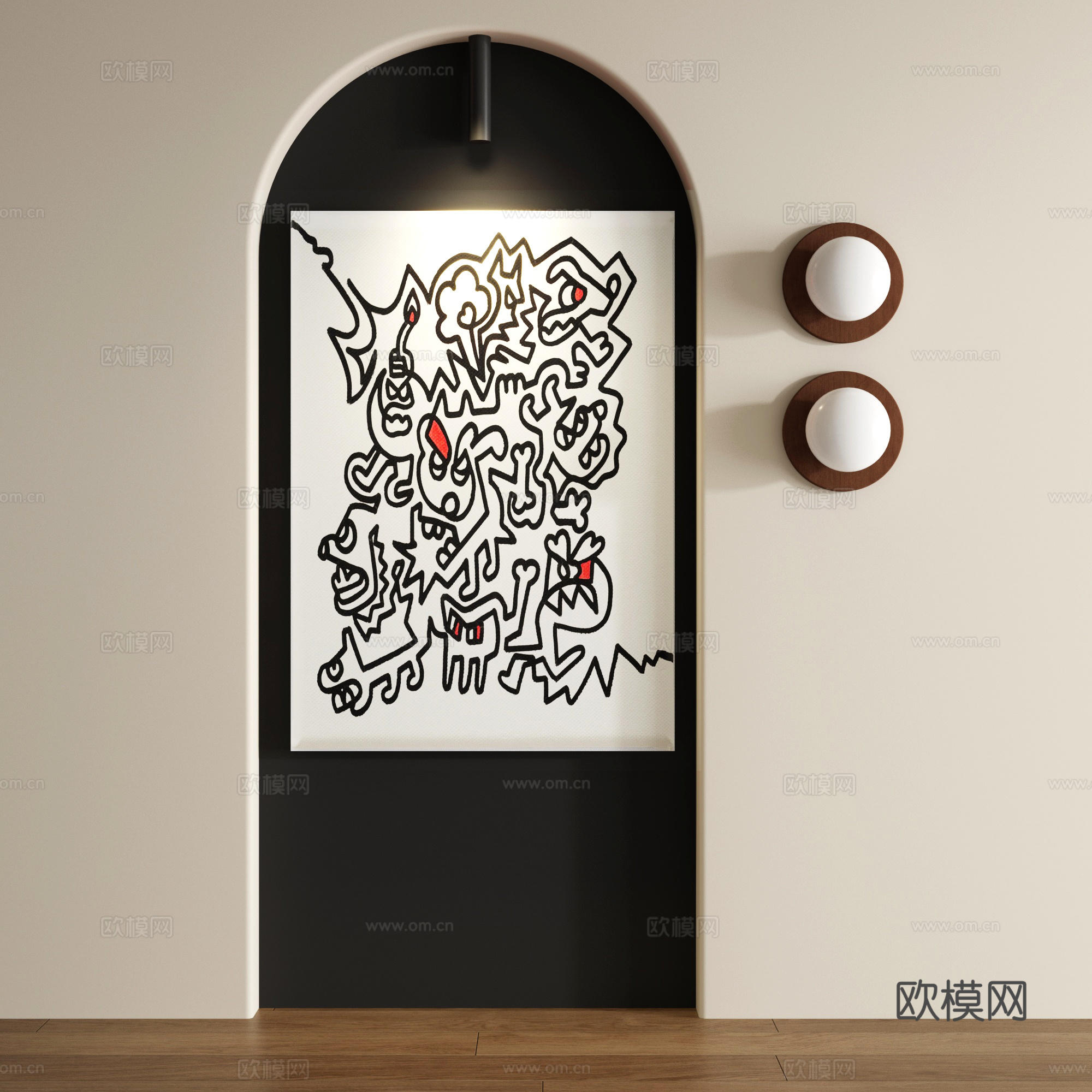 复古抽象无框画3d模型