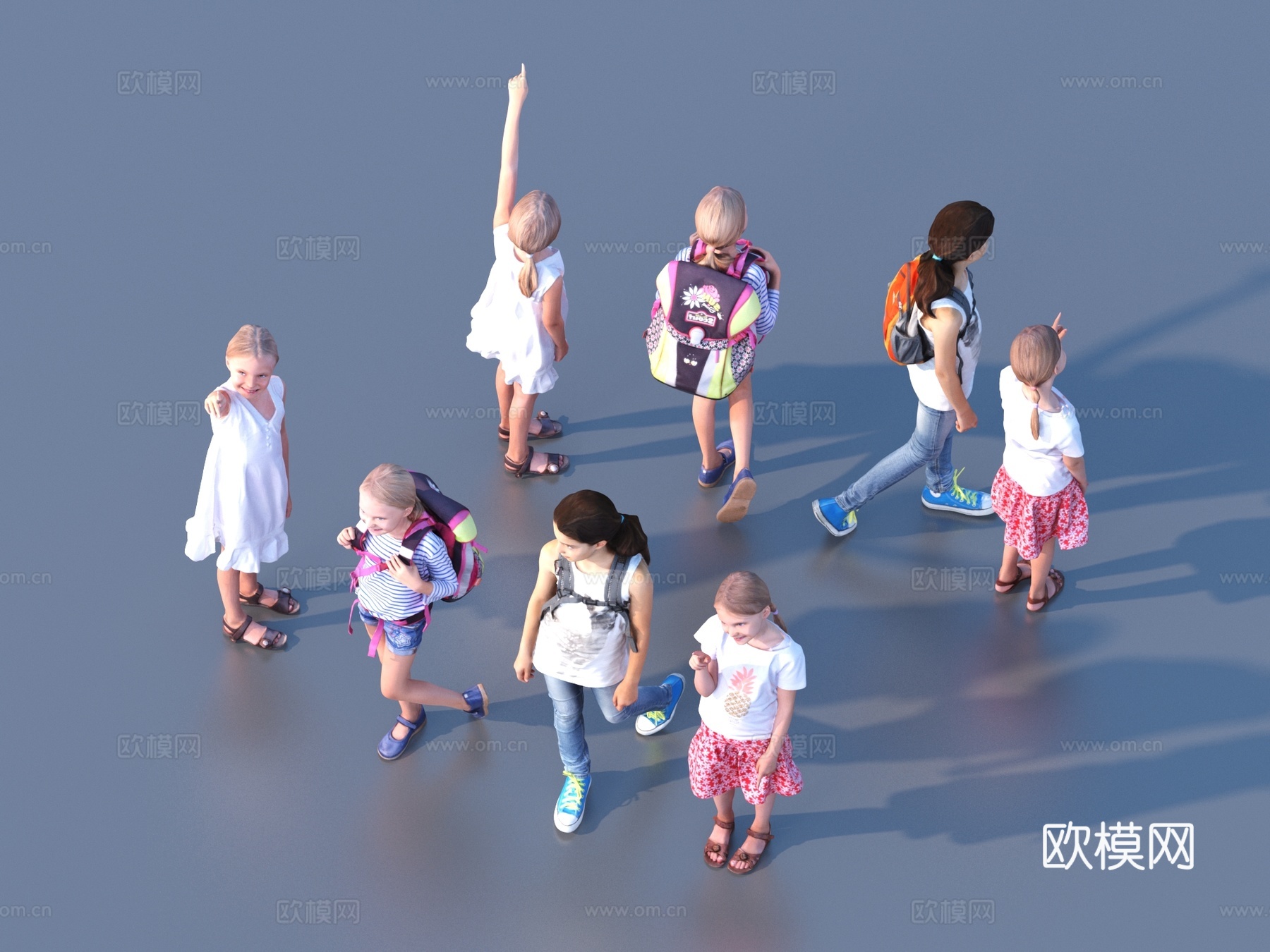儿童 小孩 多人 人物3d模型