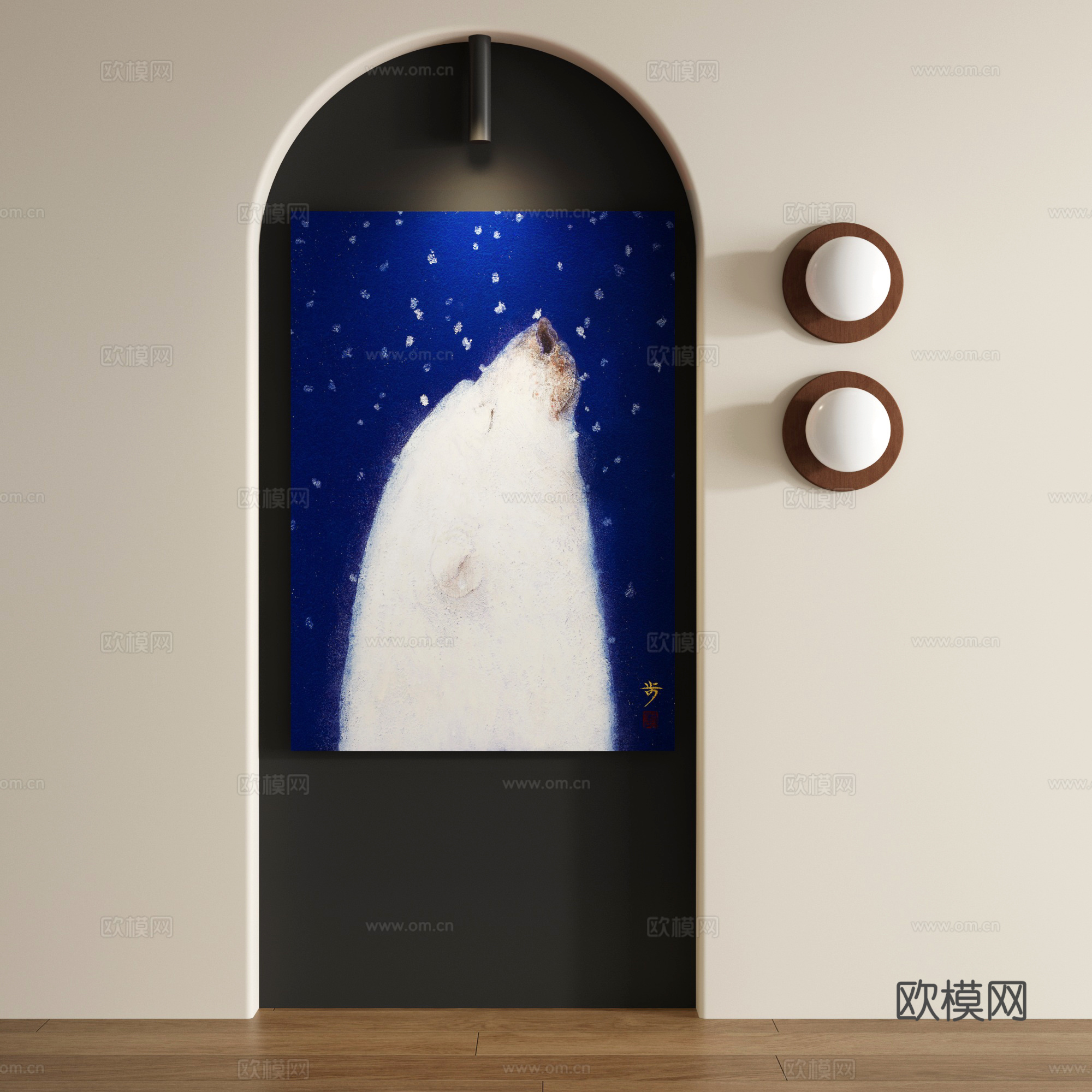 复古抽象无框画3d模型