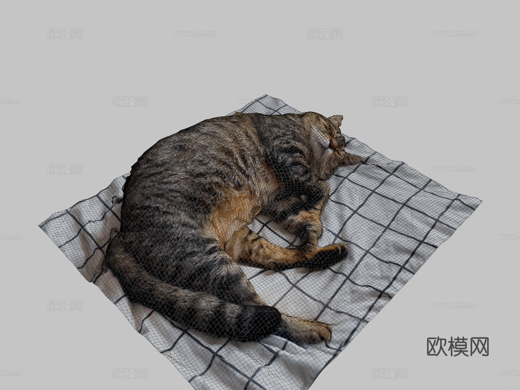 床上睡猫1-3D扫描su模型