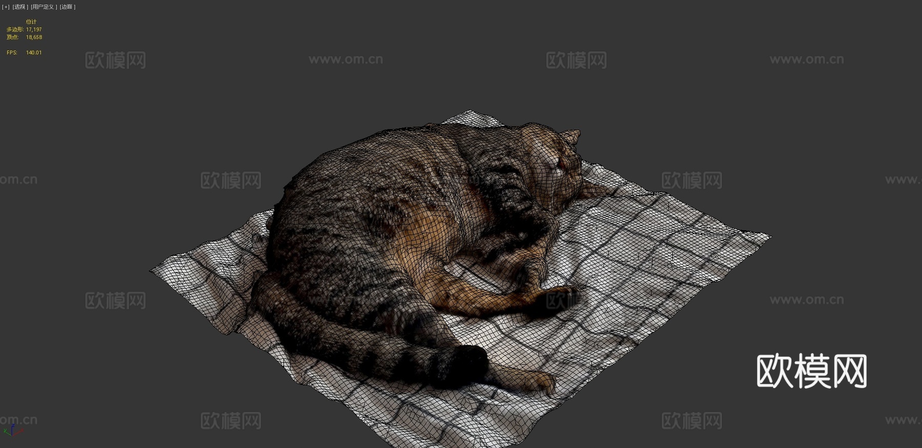 床上睡猫1-3D扫描su模型