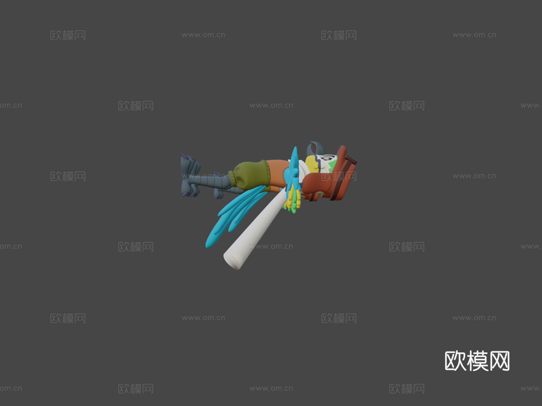 莫莉金刚鹦鹉-靛蓝公园3d模型