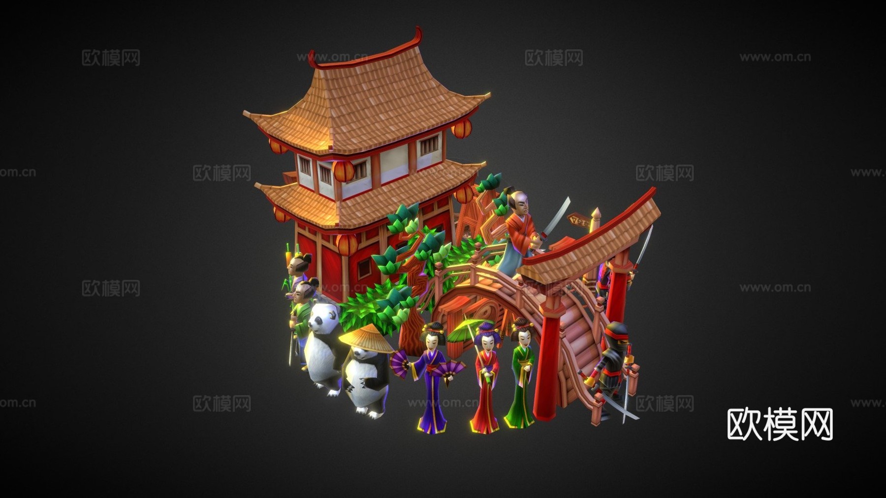 低多边形亚洲包3d模型