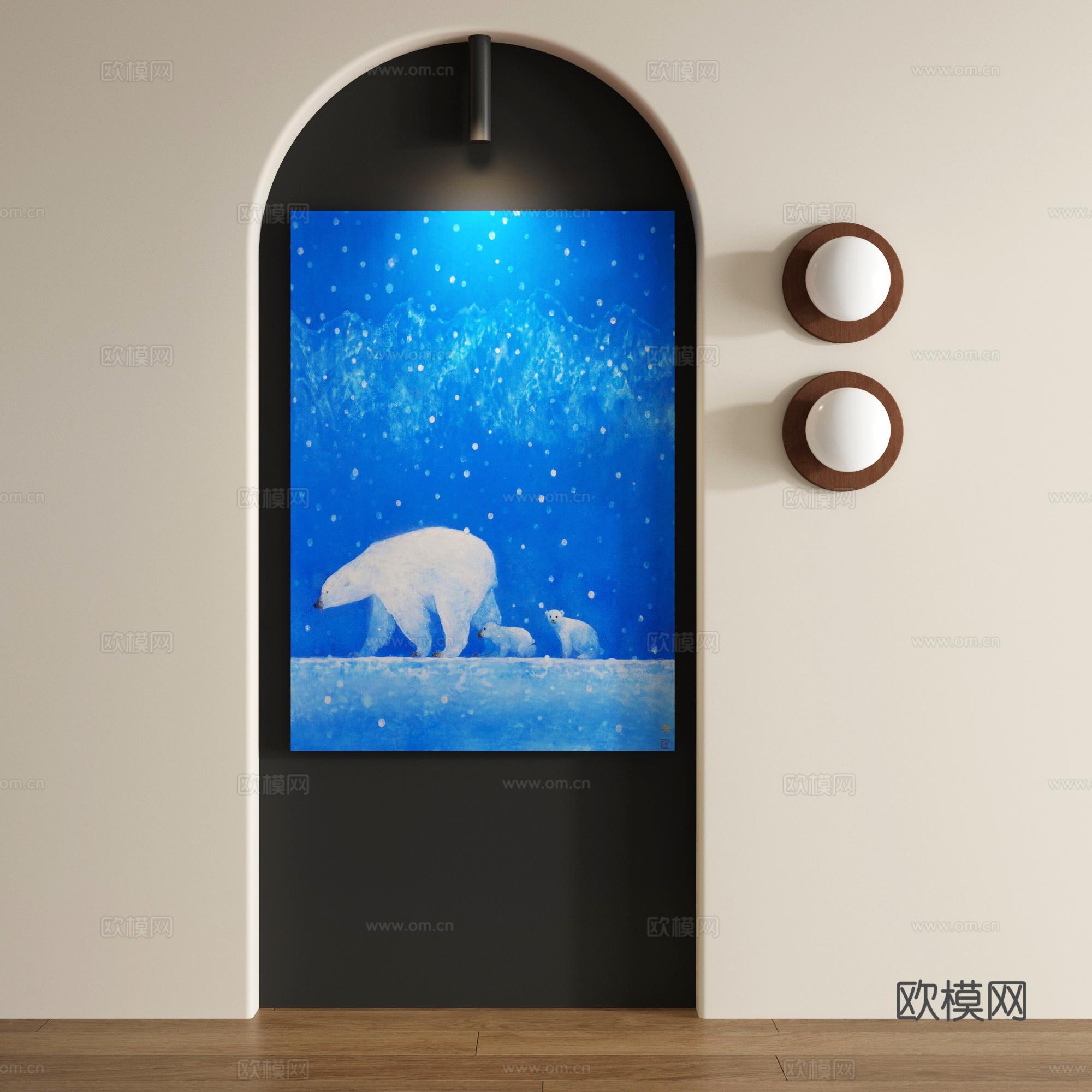 复古抽象无框画3d模型