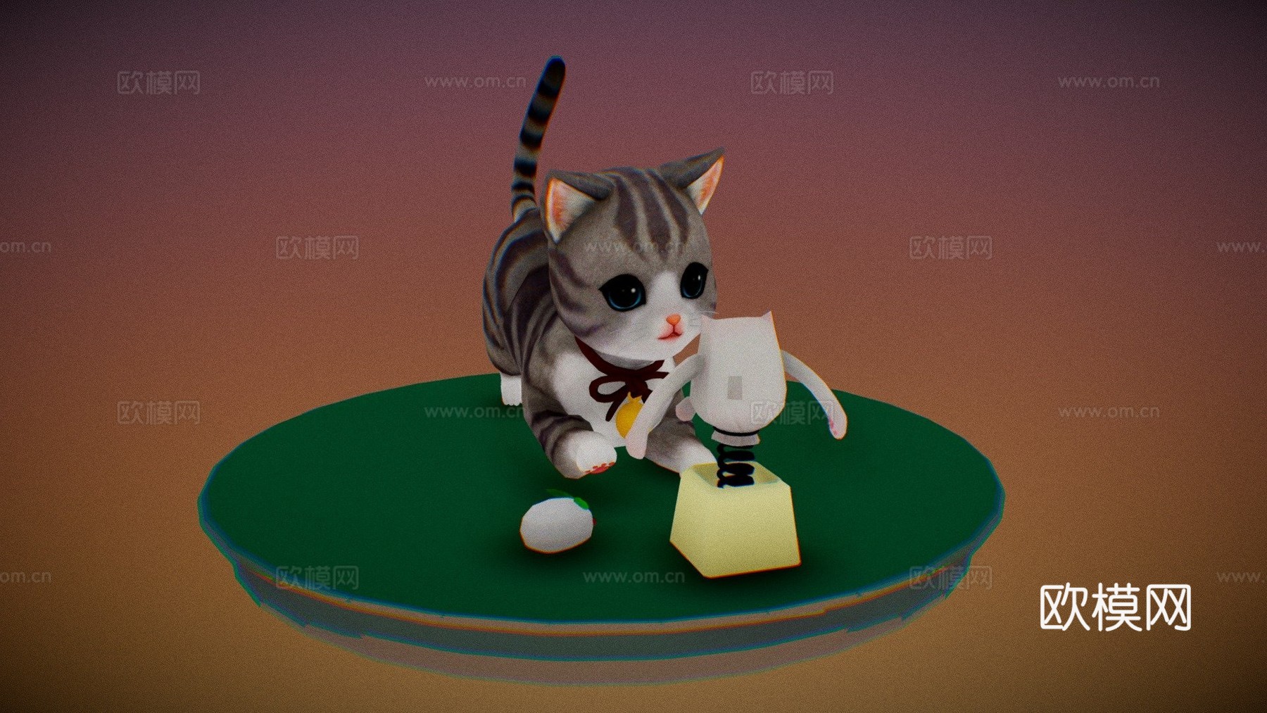 玩木偶的可爱小猫3d模型