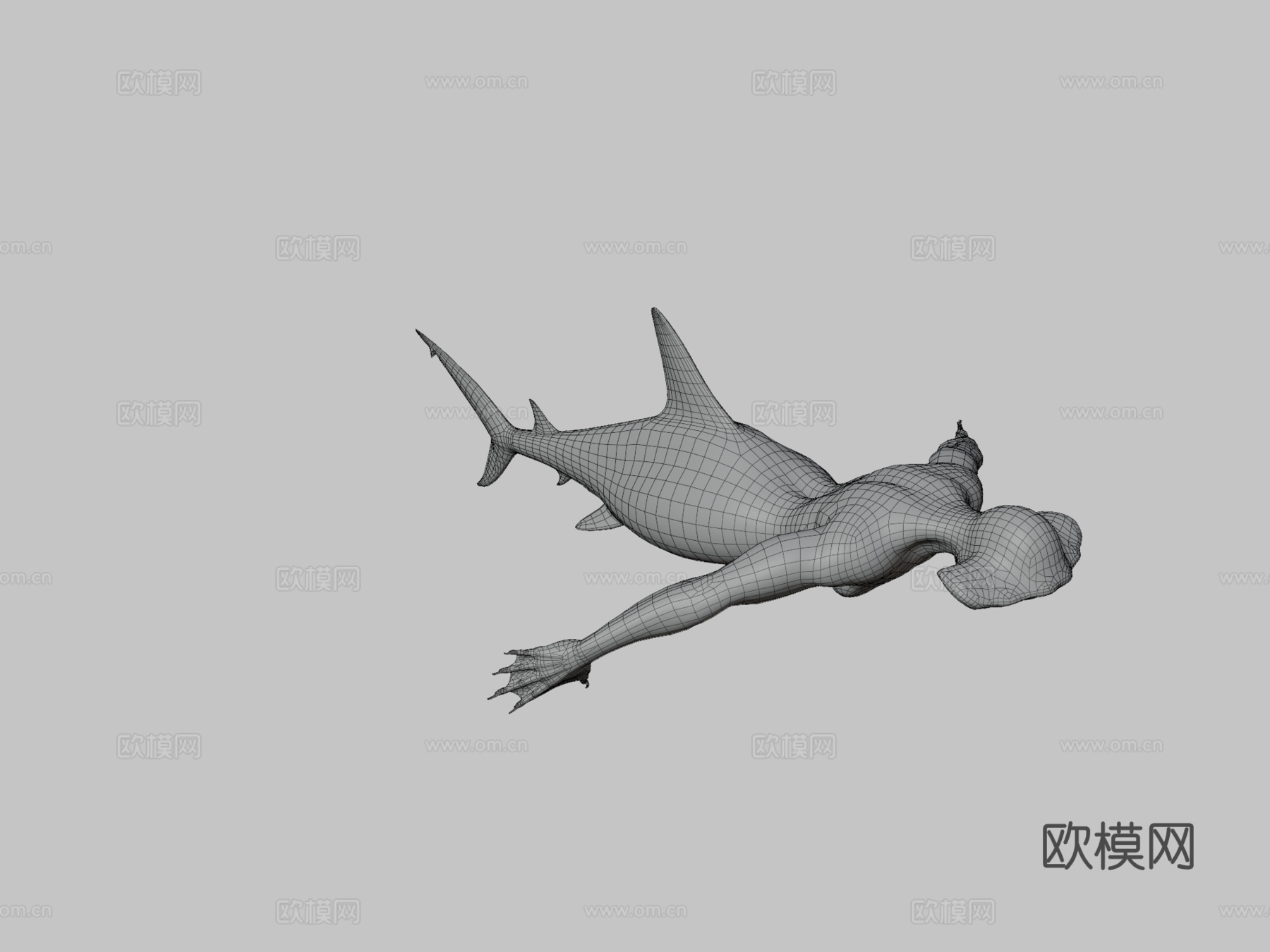 鲨鱼美人鱼3d模型