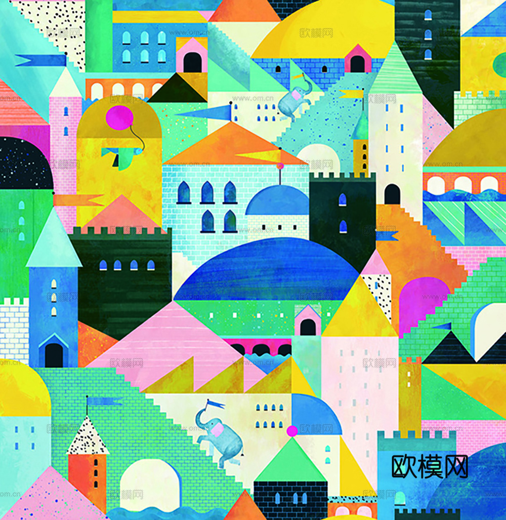 现代 简约 可爱 儿童壁纸 墙布下载