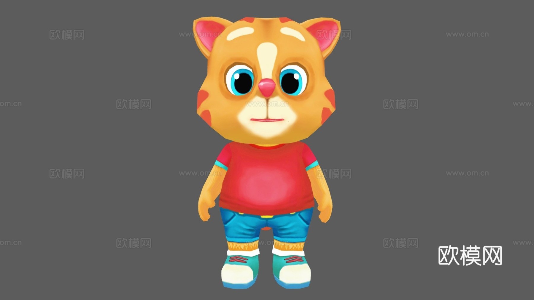 低多边形猫动画绑定3d模型