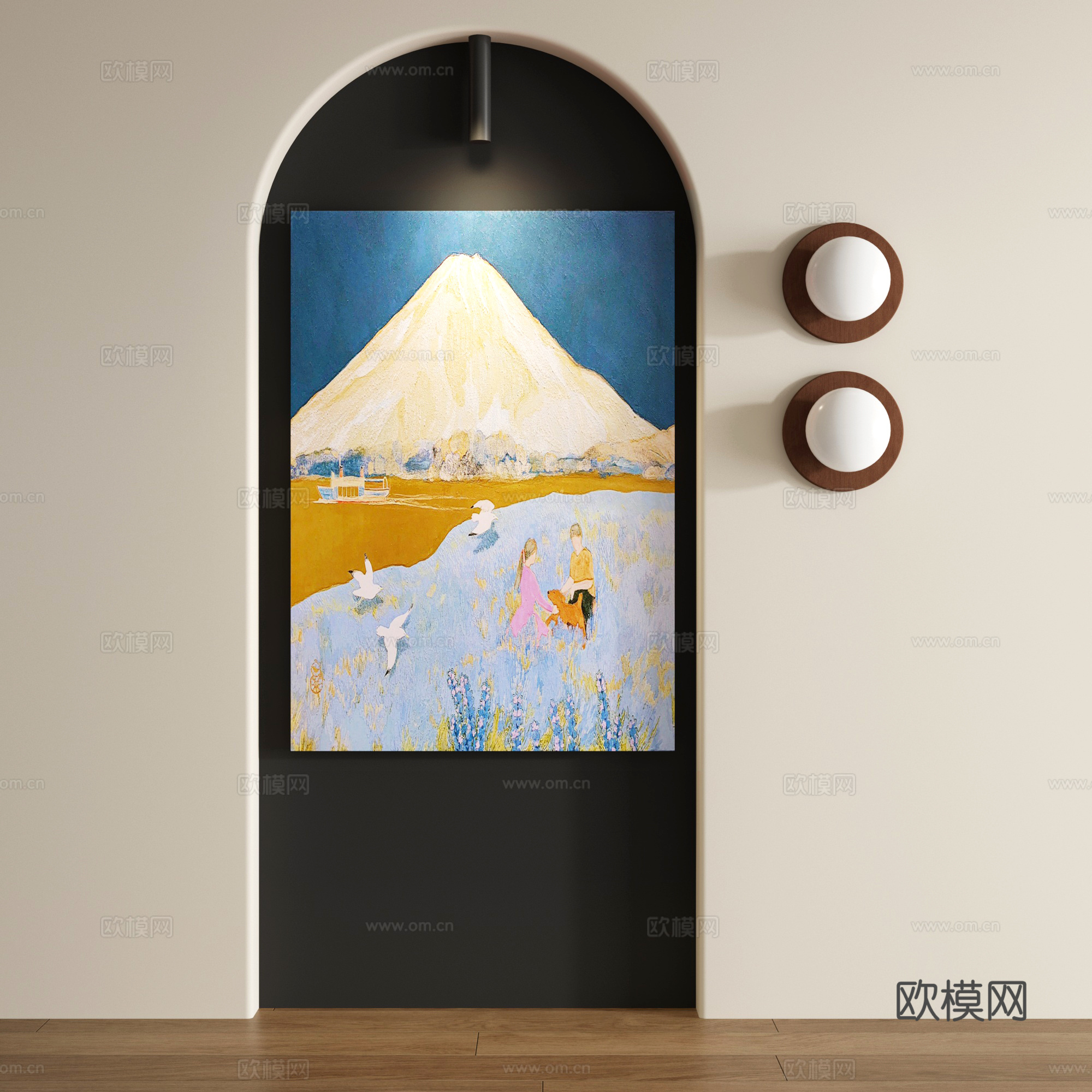 复古抽象无框画3d模型