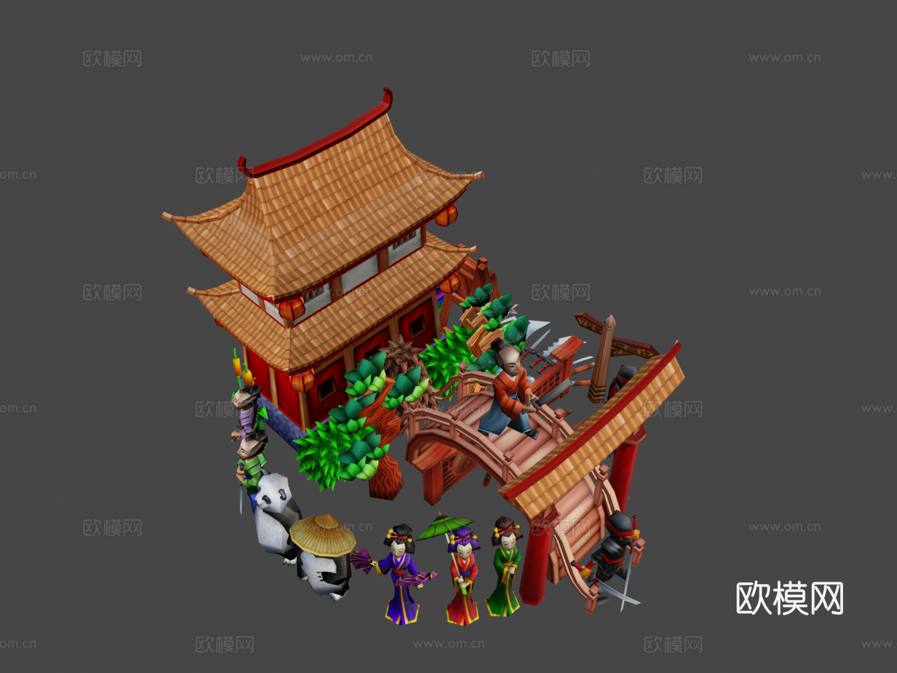 低多边形亚洲包3d模型