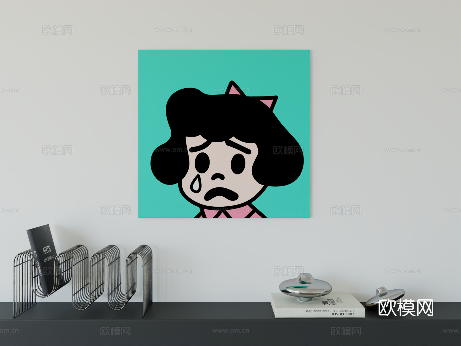 现代简约可爱卡通动物女孩房男孩房挂画3d模型