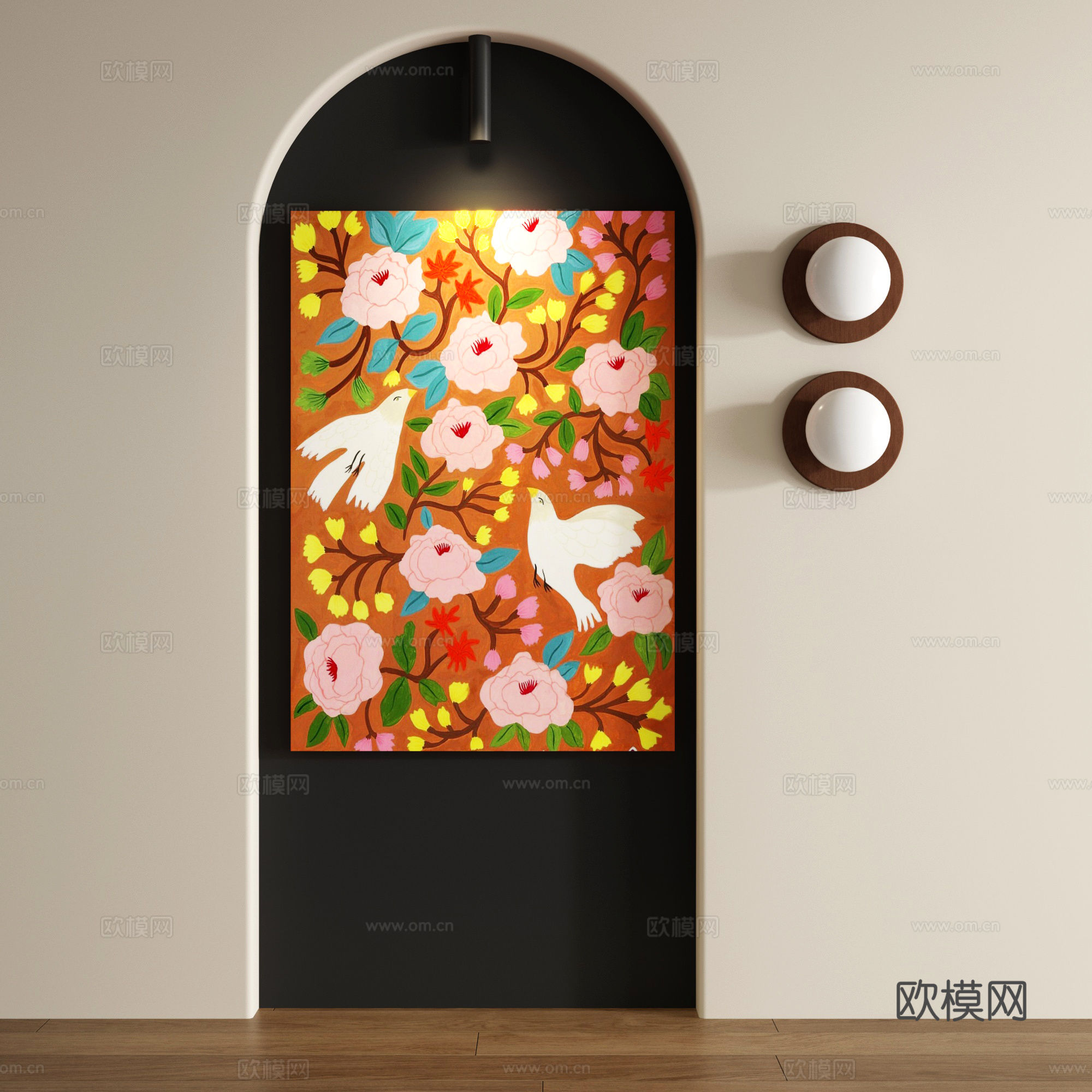 复古抽象无框画3d模型